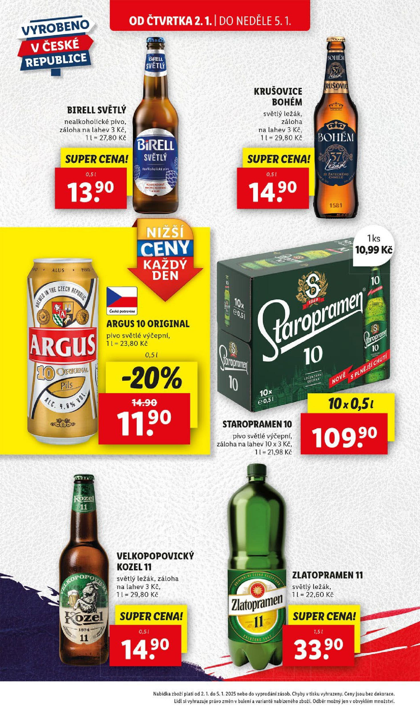 Lidl leták od 02.01.2025 - Nový akční leták | Strana: 24 | Produkty: Staropramen 10, Birell, Pivo, Kozel