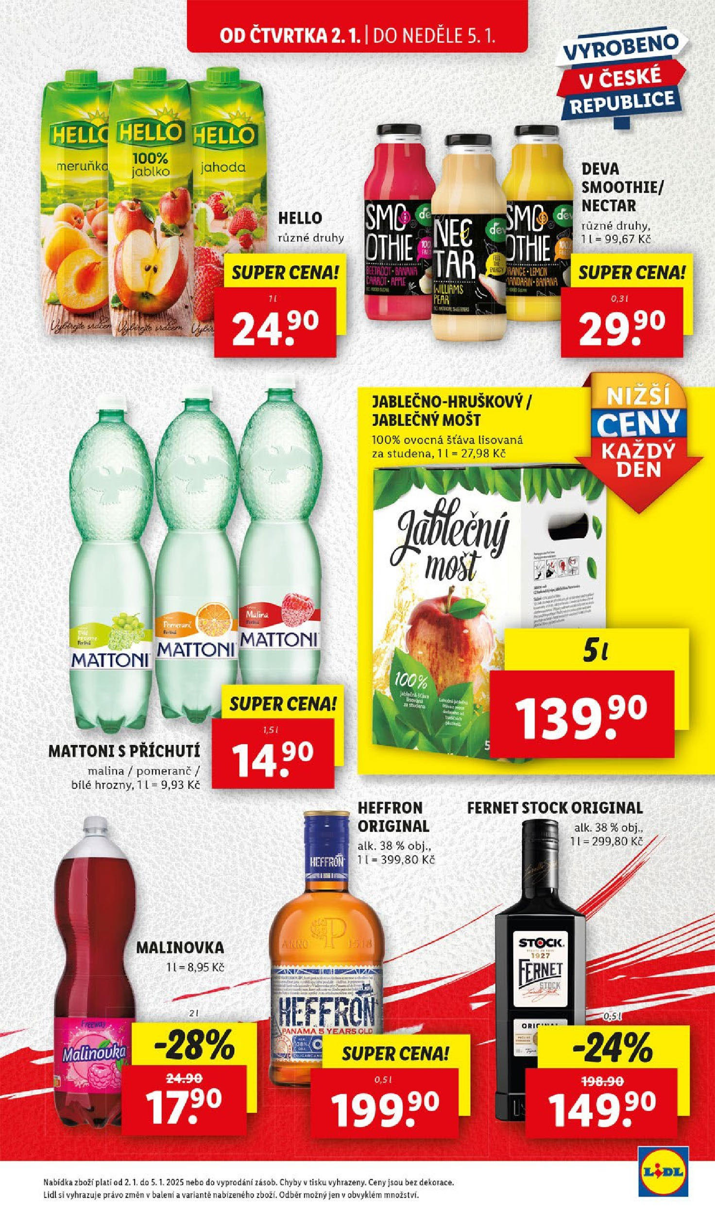 Lidl leták od 02.01.2025 - Nový akční leták | Strana: 25 | Produkty: Mattoni, Mošt, Heffron, Fernet