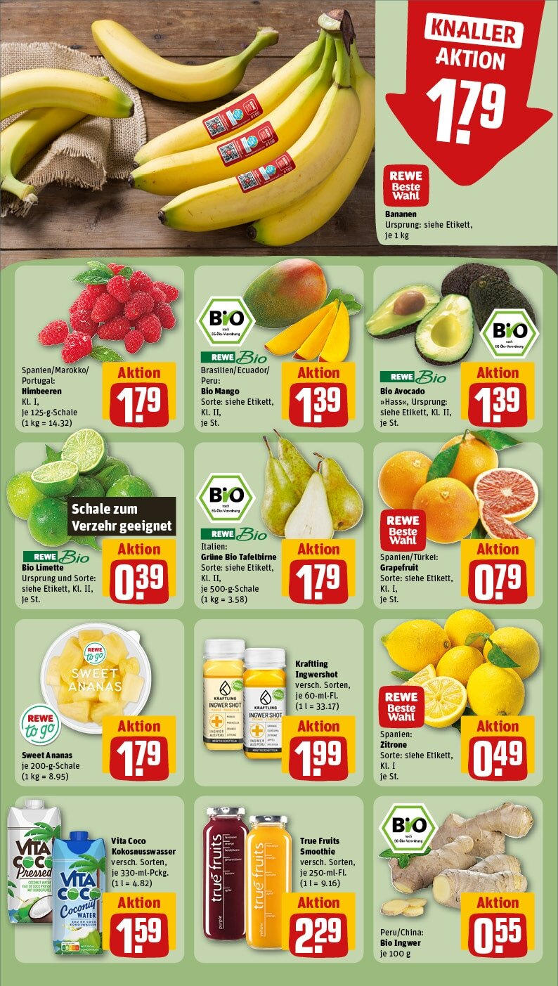 Rewe - Wassenberg, Brabanter Str. 50 (ab 30.12.2024) zum Blättern » Angebote | Seite: 8 | Produkte: Ananas, Avocado, Grapefruit, Zitrone