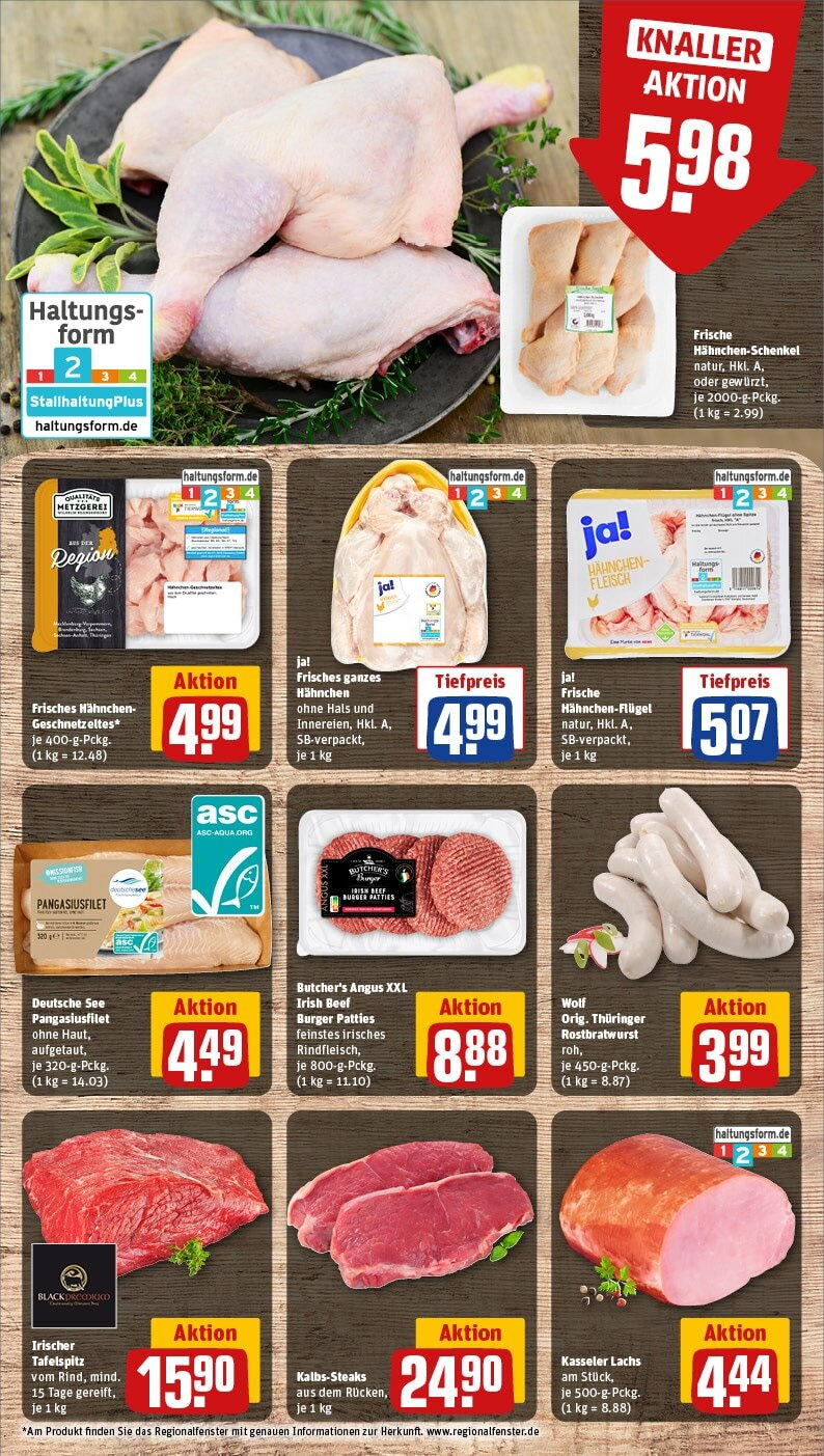 Rewe - Berlin / Mitte, Friedrichstraße 1 (ab 30.12.2024) zum Blättern » Angebote | Seite: 10 | Produkte: Hahnchen, Hahnchenschenkel, Burger, Fleisch