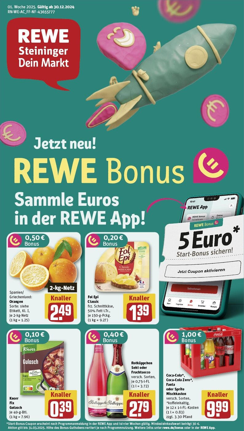 Rewe - Wassenberg, Brabanter Str. 50 (ab 30.12.2024) zum Blättern » Angebote | Seite: 1 | Produkte: Sekt, Knorr, Gulasch, Rotkäppchen