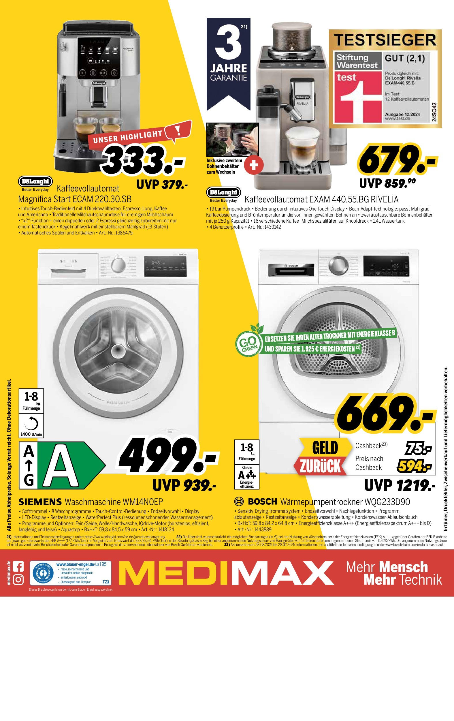 Medimax - Görlitz, Nieskyer Straße 100 (ab 04.01.2025) zum Blättern | Seite: 8 | Produkte: Bosch, Trockner, Kaffee, Kaffeevollautomat