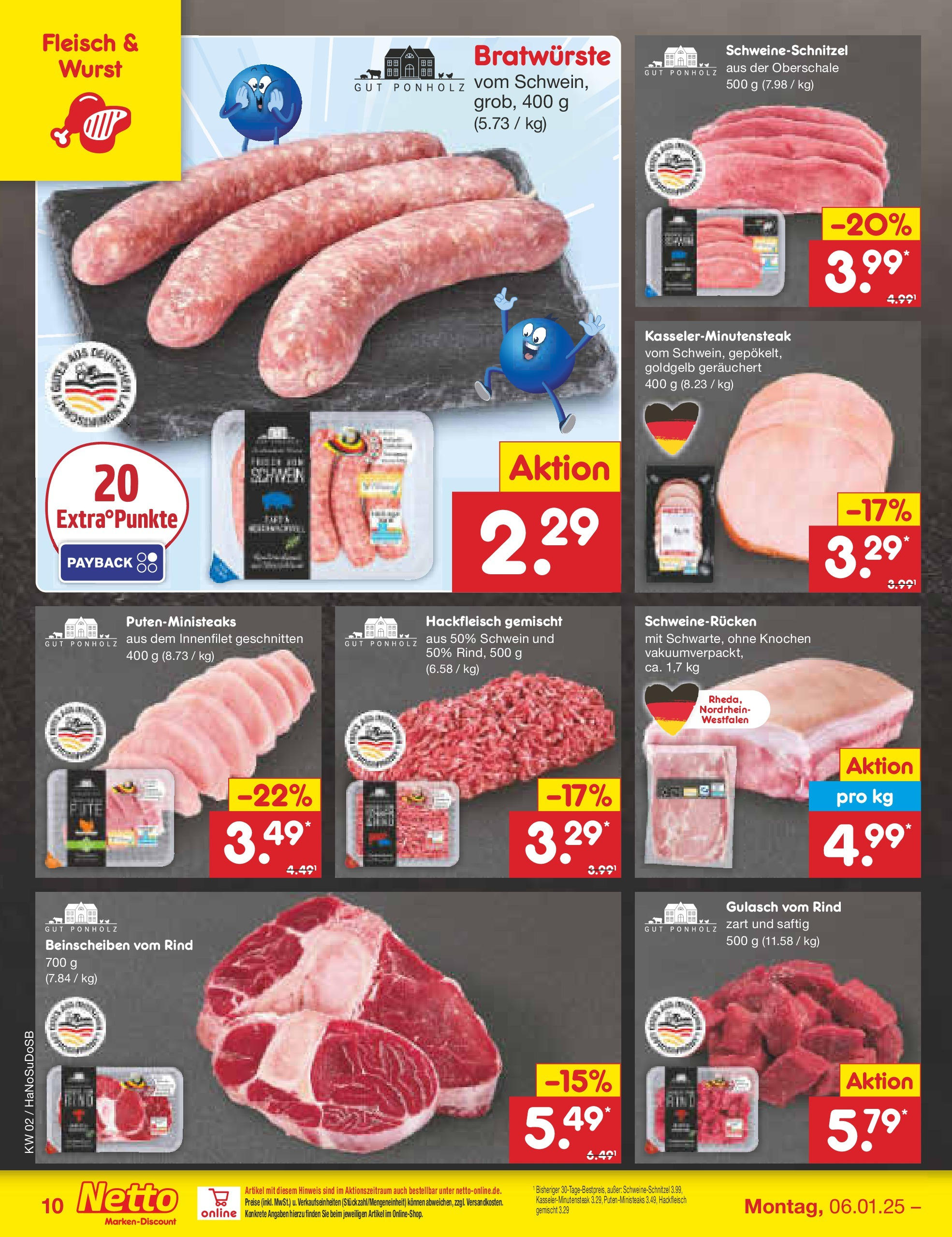 Netto Marken-Discount - Netto: Getränkeangebote (ab 06.01.2025) » Angebote | Seite: 10 | Produkte: Gulasch, Schweinerucken, Fleisch, Hackfleisch