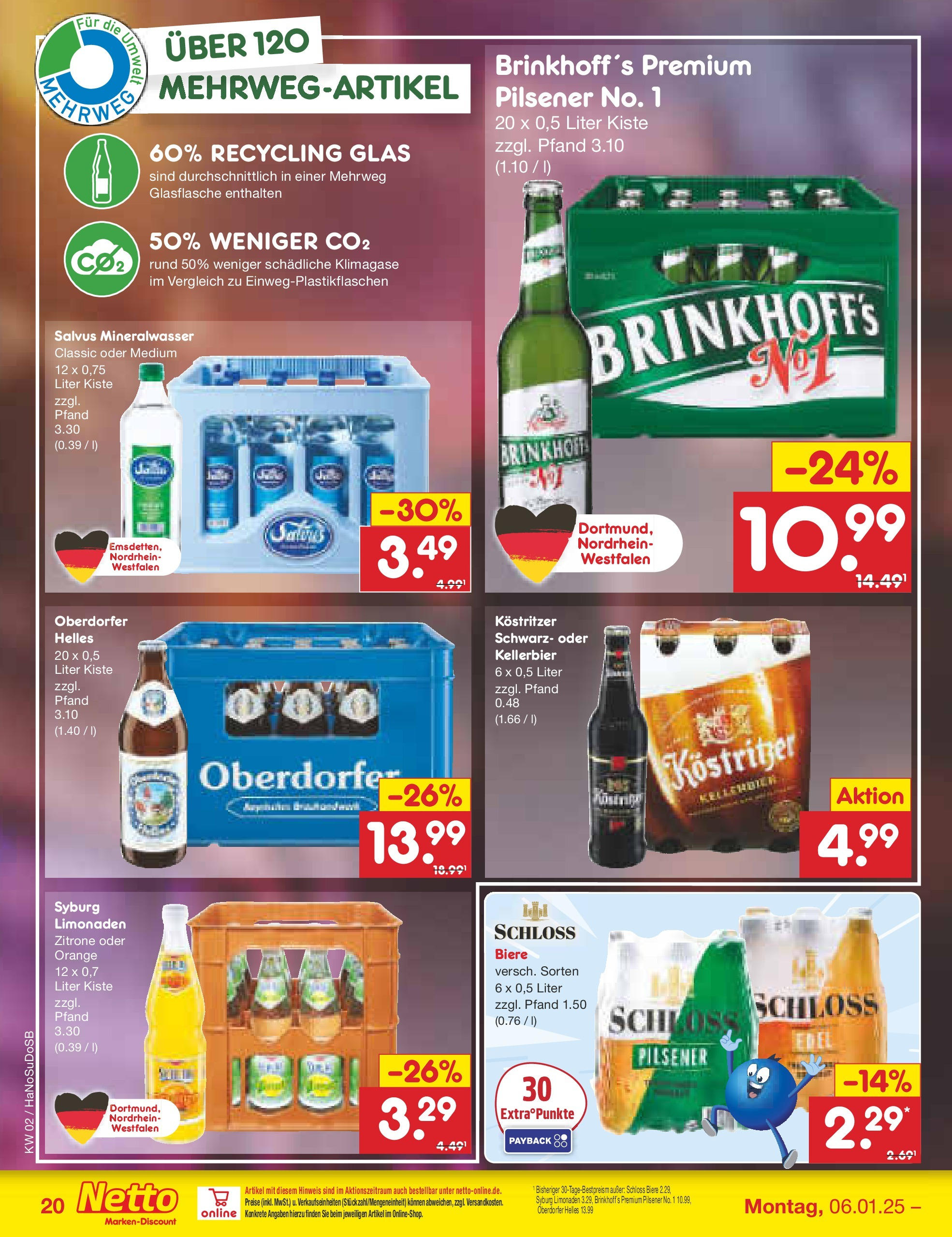 Netto Marken-Discount - Netto: Getränkeangebote (ab 06.01.2025) » Angebote | Seite: 28 | Produkte: Kostritzer, Mineralwasser, Zitrone