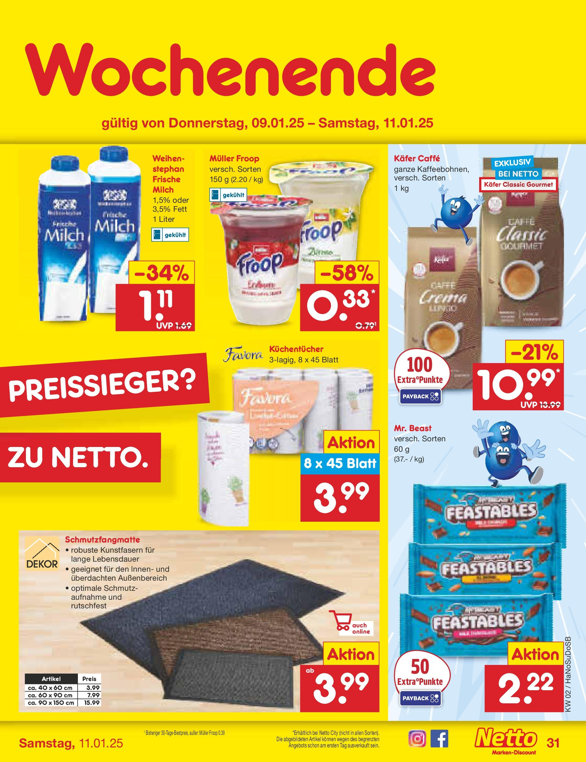 Netto Marken-Discount - Netto: Getränkeangebote (ab 06.01.2025) » Angebote | Seite: 45 | Produkte: Froop, Milch, Schmutzfangmatte