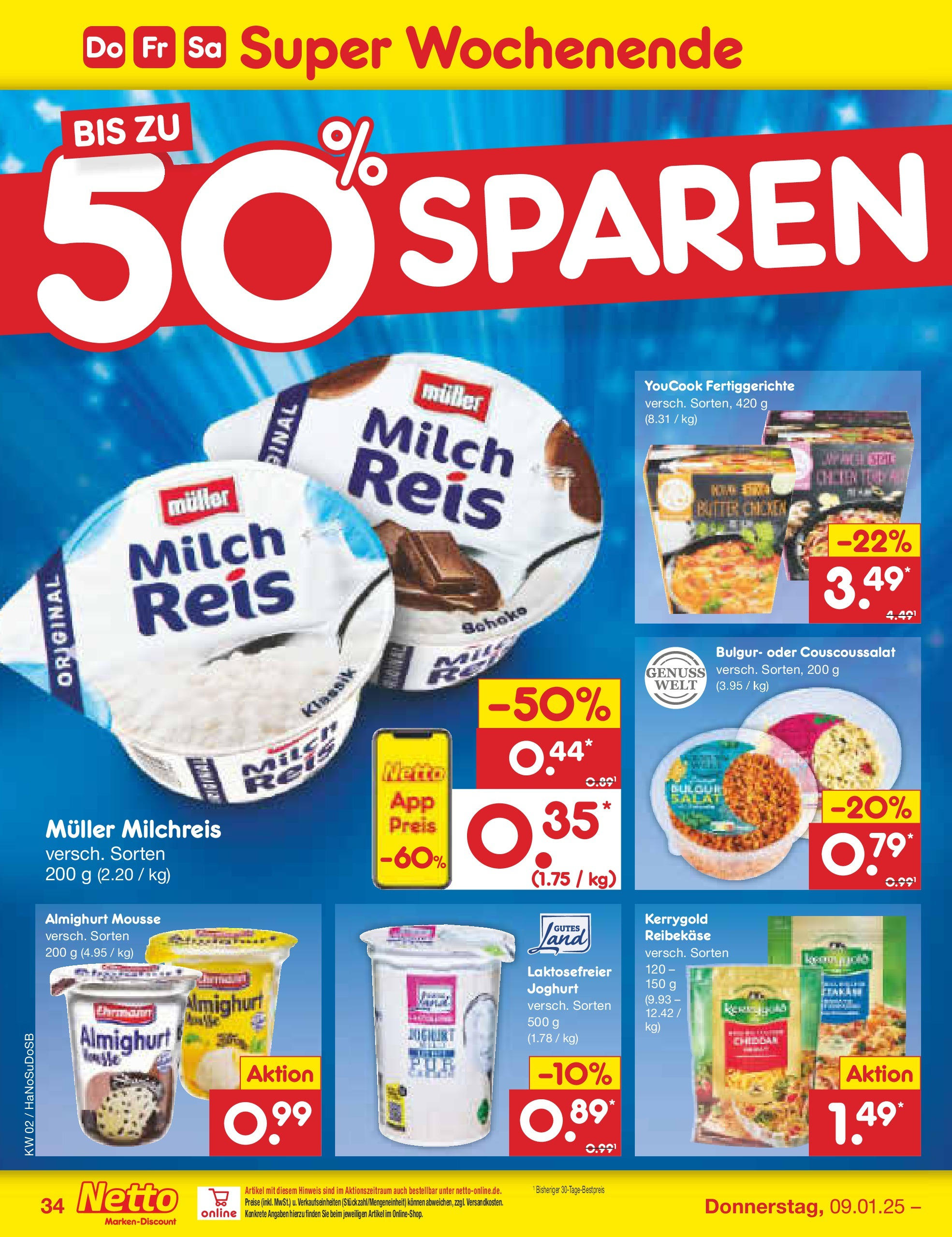 Netto Marken-Discount - Netto: Getränkeangebote (ab 06.01.2025) » Angebote | Seite: 48 | Produkte: Youcook, Butter, Fertiggerichte, Reibekase