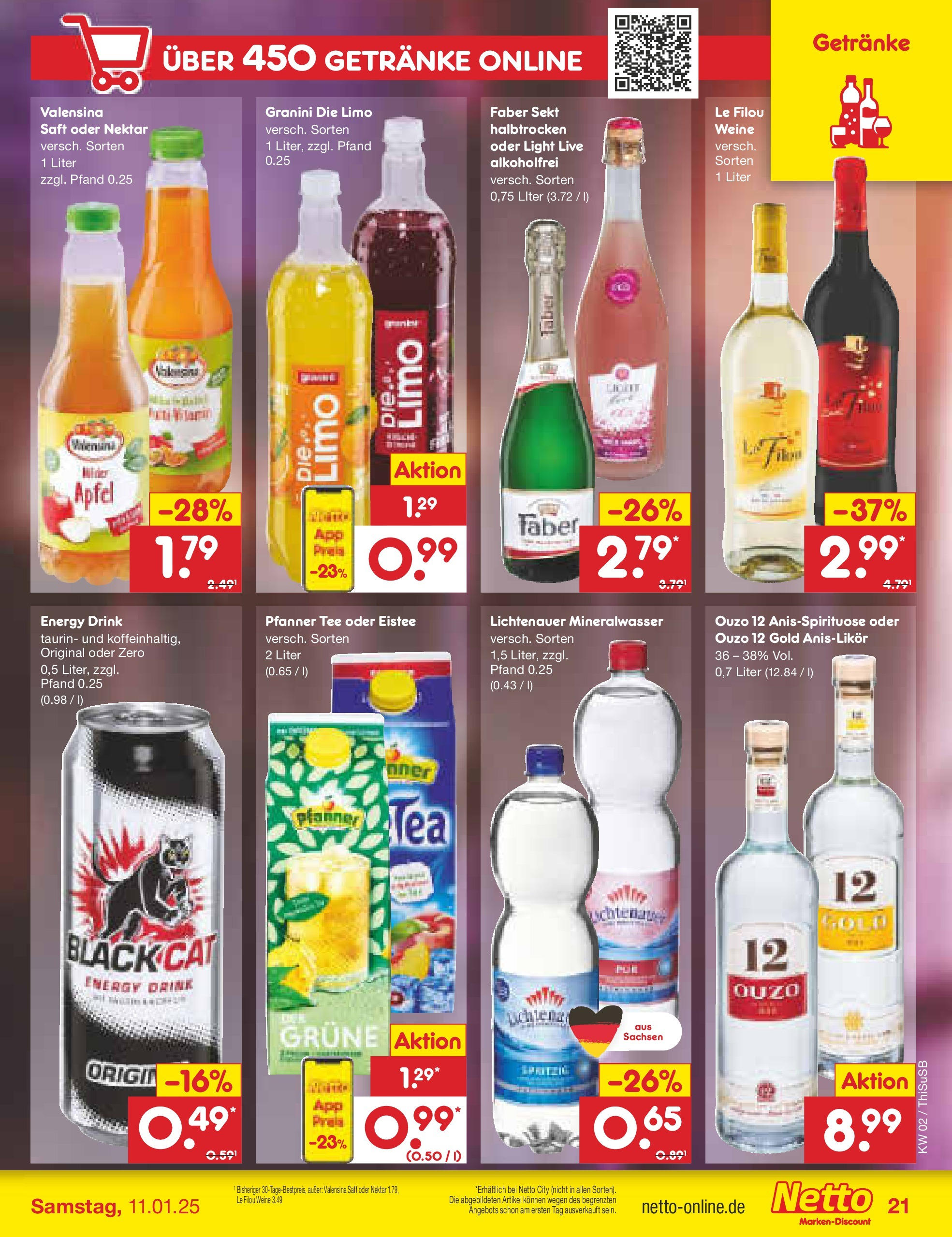 Netto Marken-Discount - Netto: Getränkeangebote (ab 06.01.2025) » Angebote | Seite: 29 | Produkte: Energy, Sekt, Äpfel, Saft