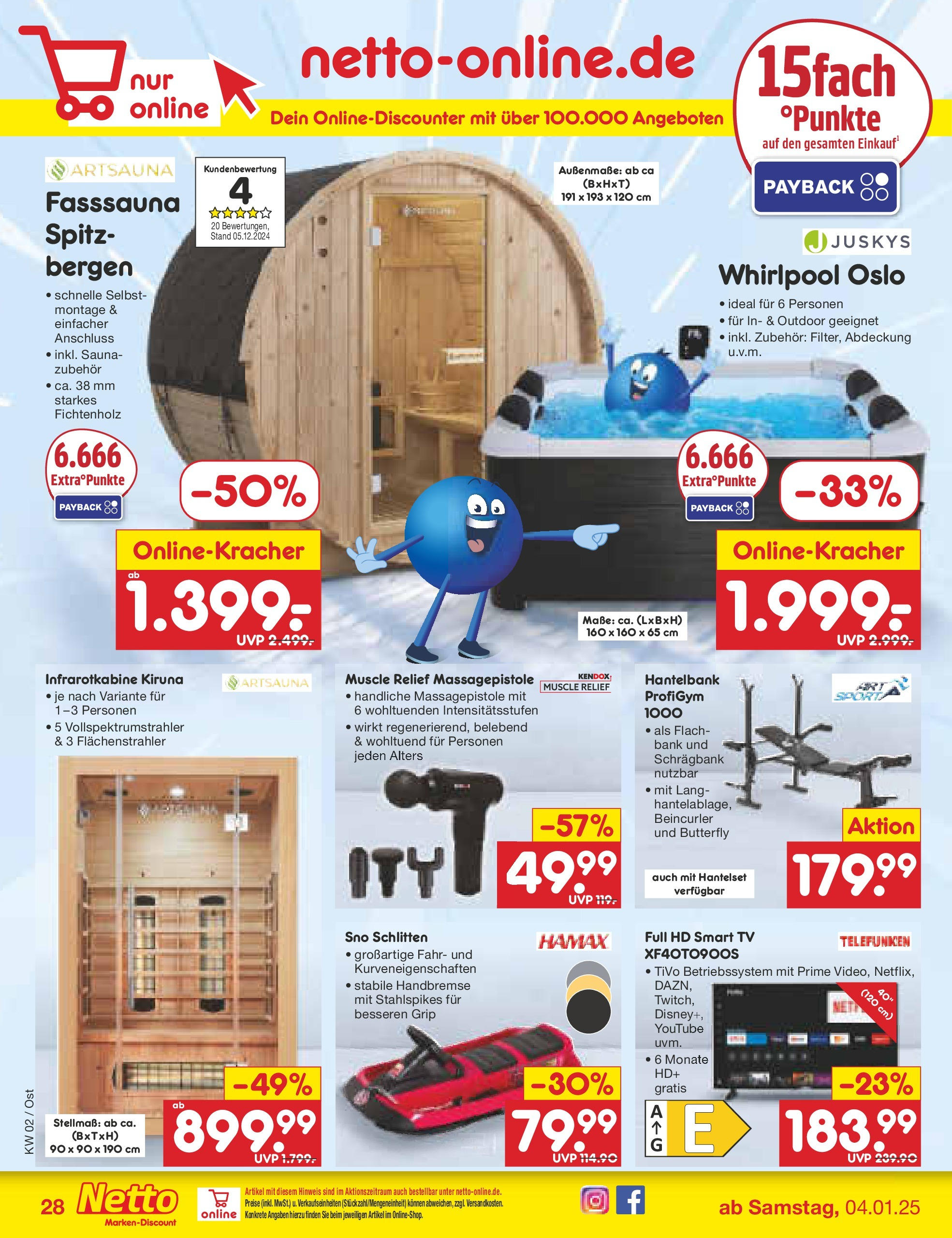 Netto Marken-Discount - Netto: Getränkeangebote (ab 06.01.2025) » Angebote | Seite: 40 | Produkte: Smart TV, Massagepistole, TV