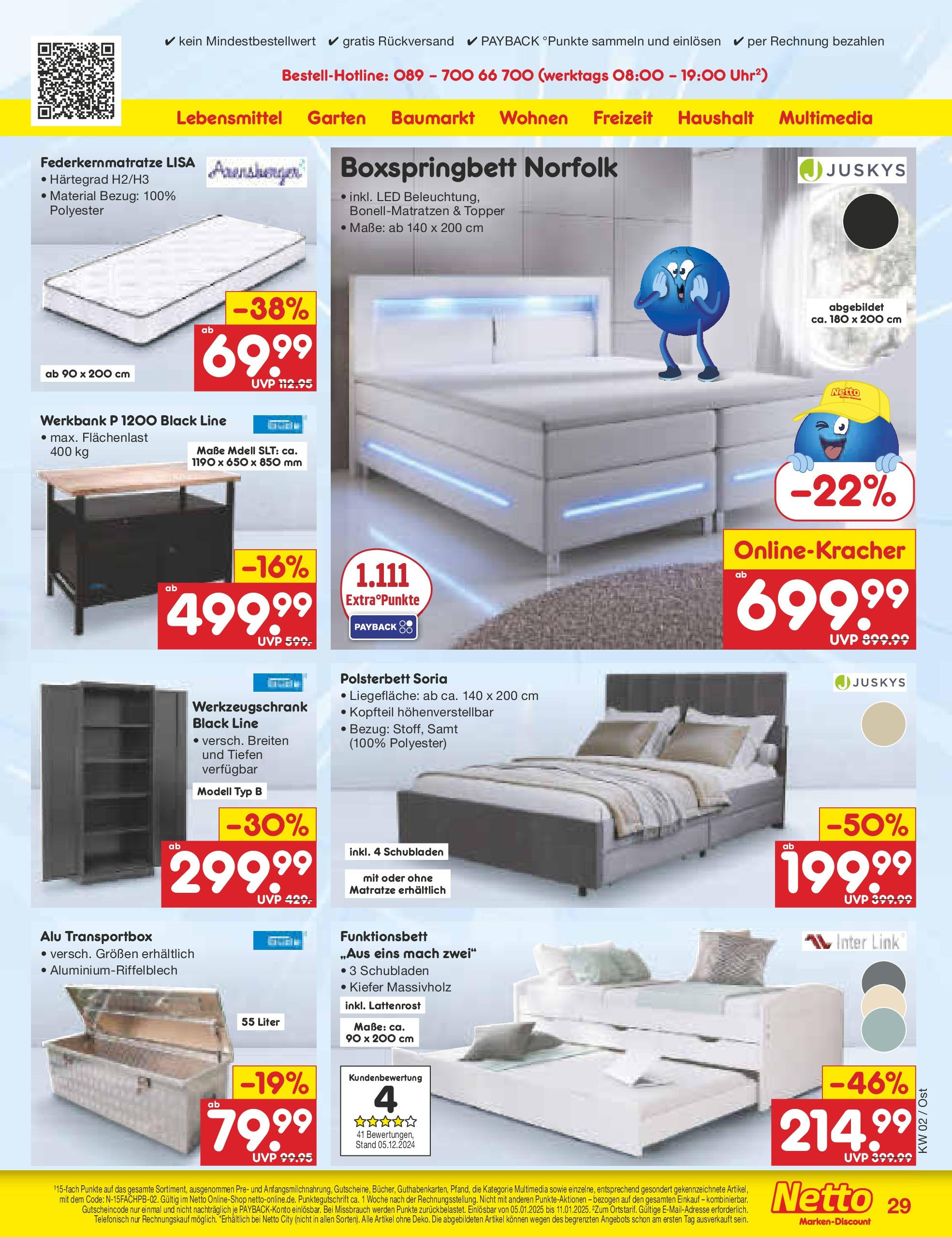 Netto Marken-Discount - Netto: Getränkeangebote (ab 06.01.2025) » Angebote | Seite: 41 | Produkte: Matratze, Lattenrost, Boxspringbett, Topper