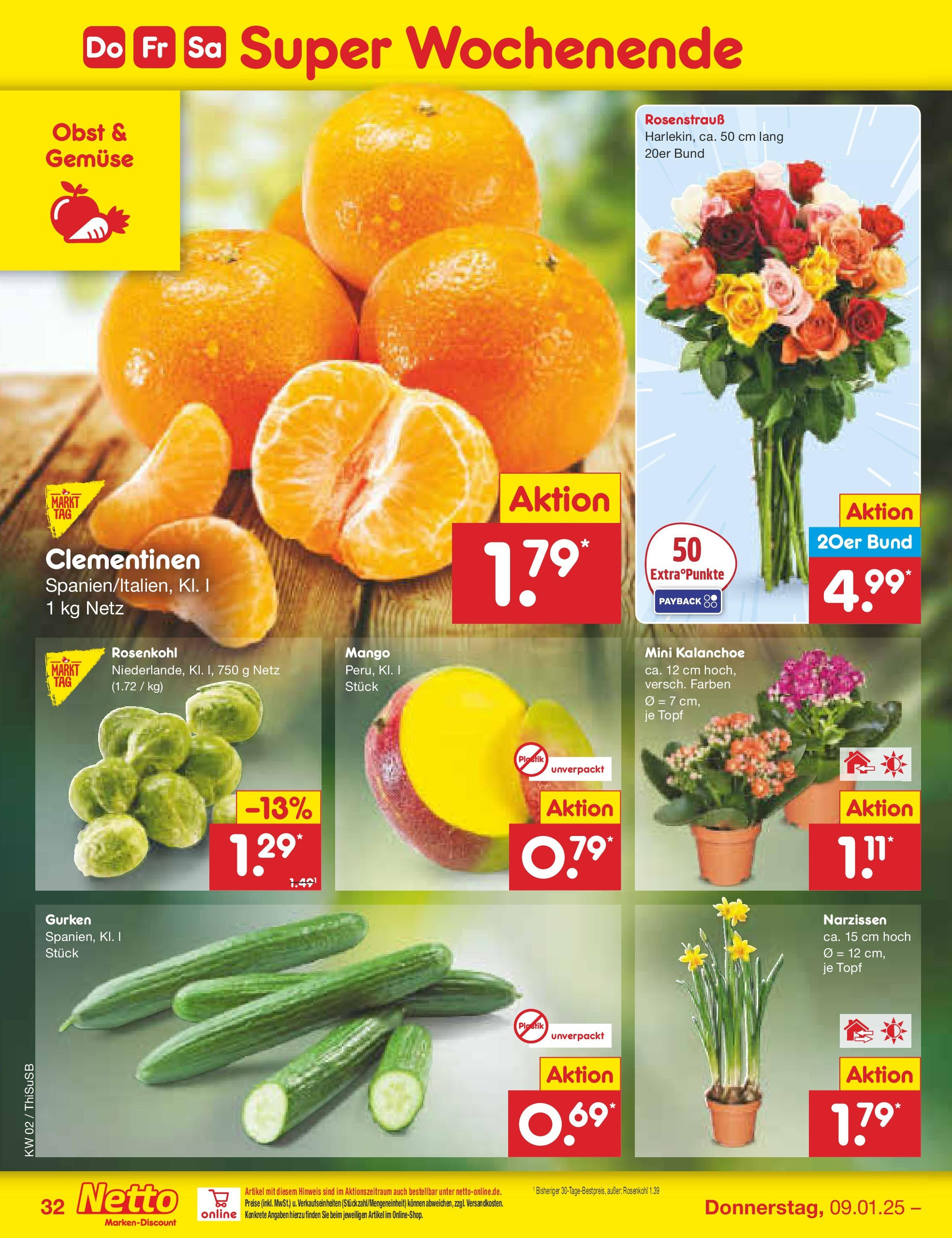 Netto Marken-Discount - Netto: Getränkeangebote (ab 06.01.2025) » Angebote | Seite: 46 | Produkte: Gemüse, Obst, Mango, Gurken