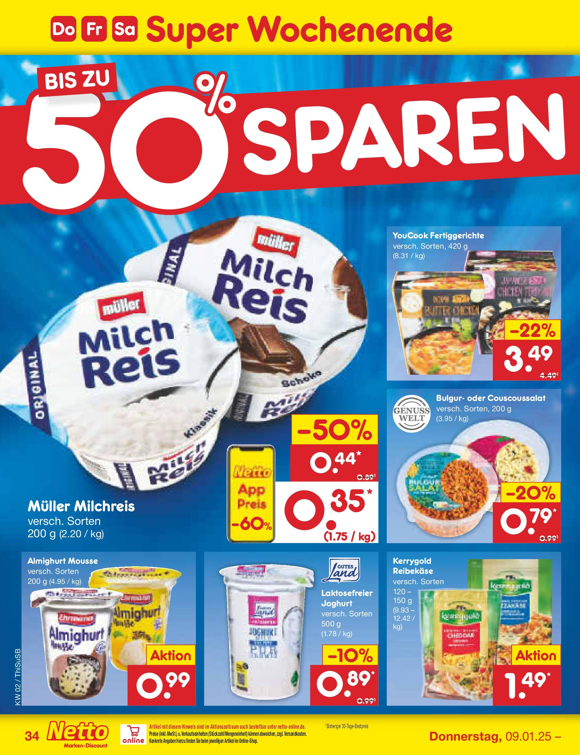 Netto Marken-Discount - Netto: Getränkeangebote (ab 06.01.2025) » Angebote | Seite: 48 | Produkte: Youcook, Milch, Reis, Reibekase