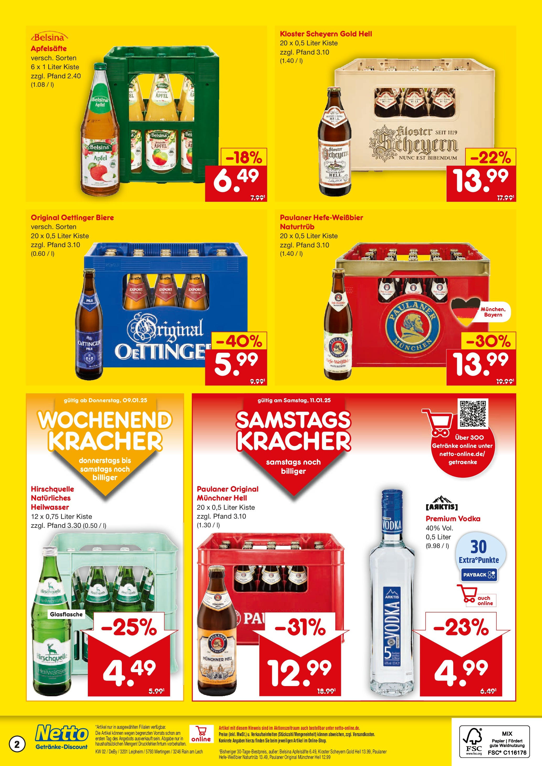 Netto Marken-Discount - Netto: Getränkeangebote (ab 06.01.2025) » Angebote | Seite: 2 | Produkte: Pils, Äpfel, Vodka, Paulaner