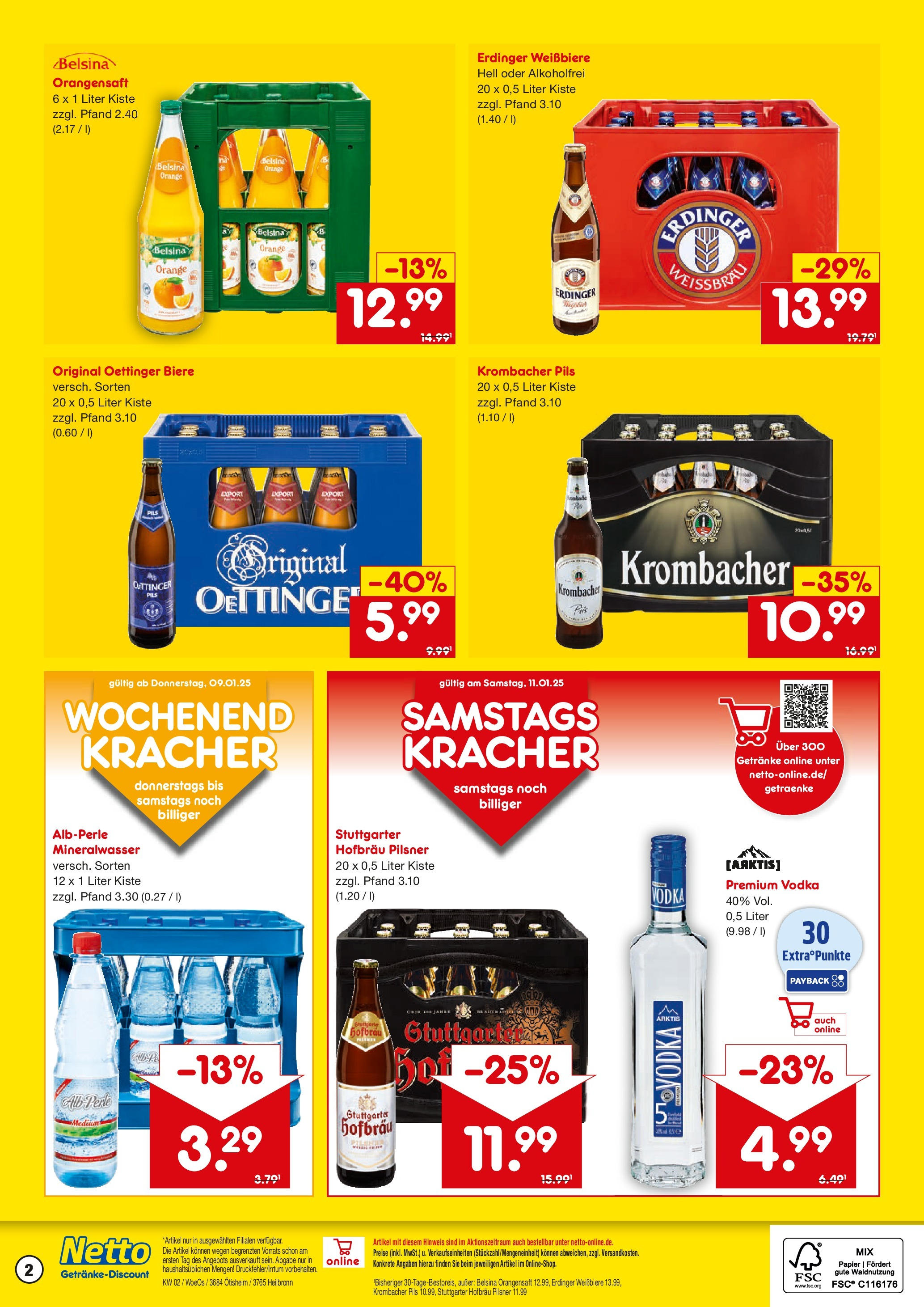 Netto Marken-Discount - Netto: Getränkeangebote (ab 06.01.2025) » Angebote | Seite: 2 | Produkte: Pils, Orangensaft, Mineralwasser, Krombacher