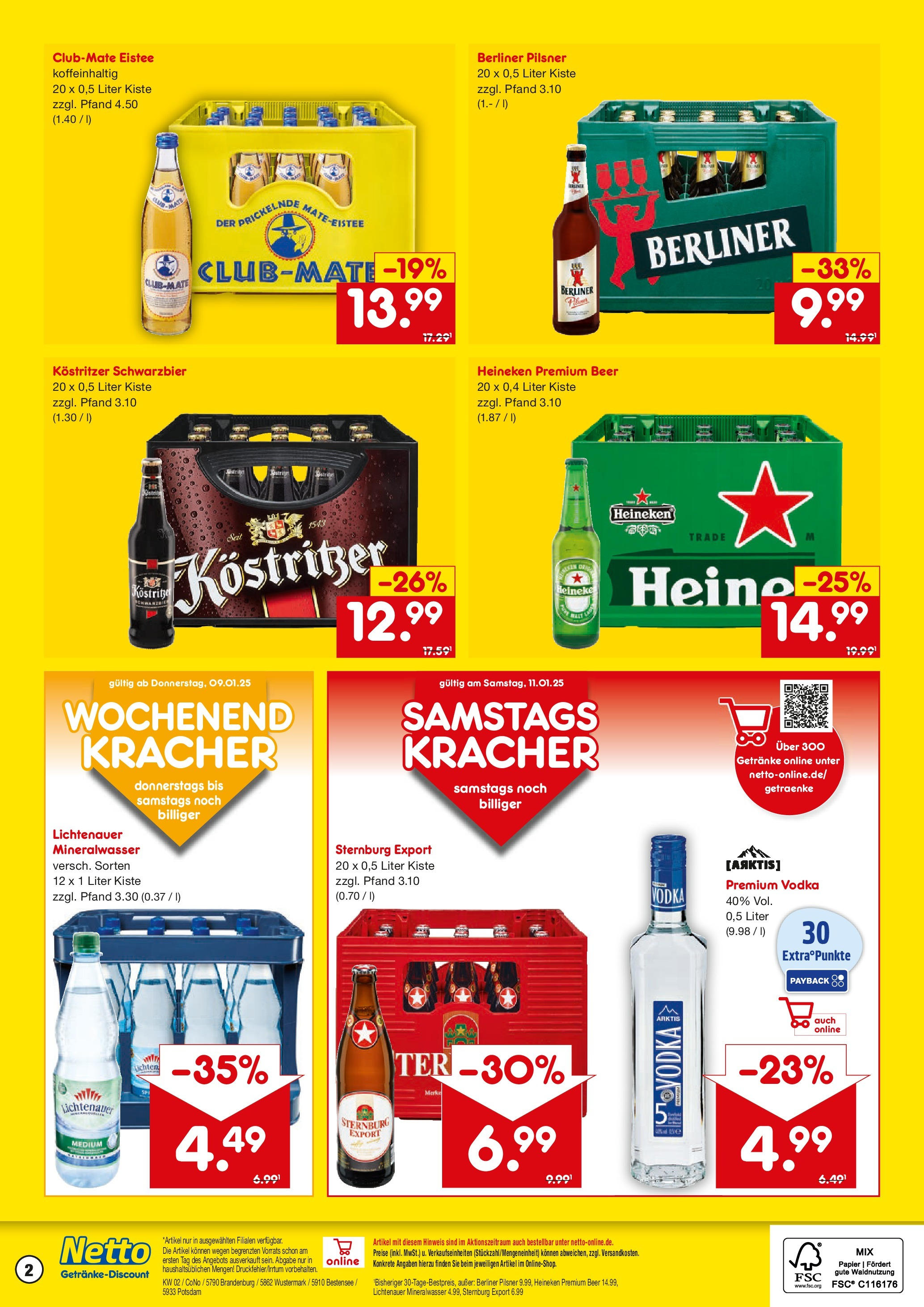 Netto Marken-Discount - Netto: Getränkeangebote (ab 06.01.2025) » Angebote | Seite: 2 | Produkte: Kostritzer, Mineralwasser, Heineken, Berliner pilsner