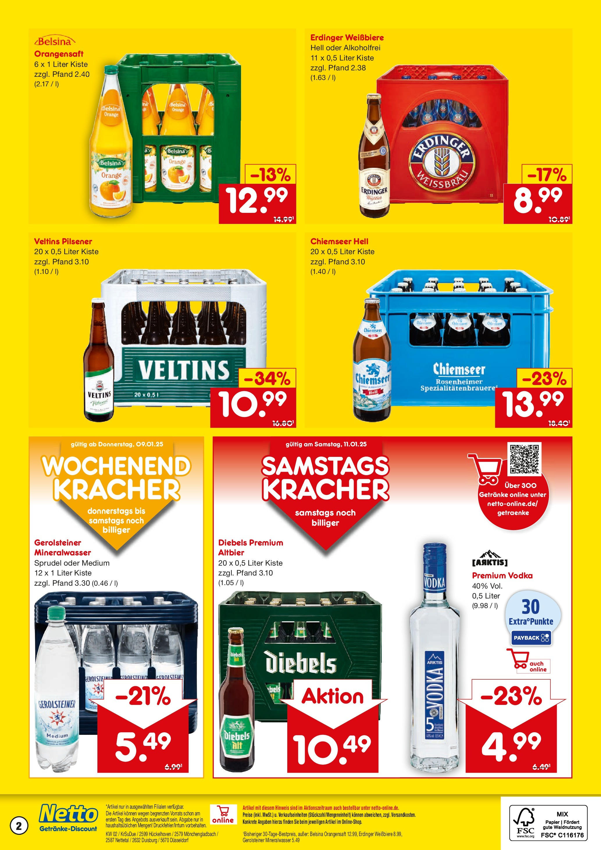 Netto Marken-Discount - Netto: Getränkeangebote (ab 06.01.2025) » Angebote | Seite: 2 | Produkte: Orangensaft, Vodka, Veltins, Gerolsteiner