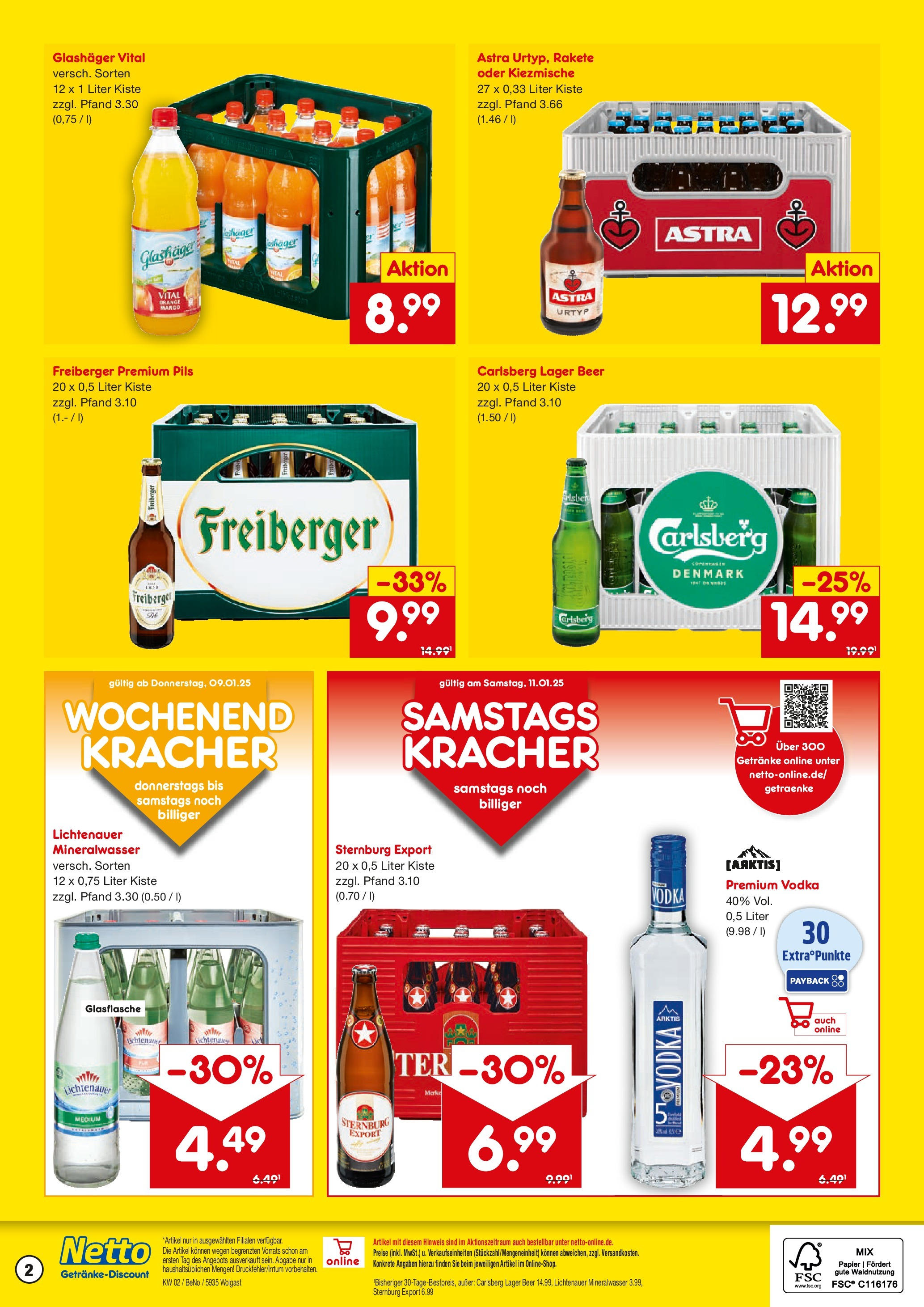 Netto Marken-Discount - Netto: Getränkeangebote (ab 06.01.2025) » Angebote | Seite: 2 | Produkte: Carlsberg, Pils, Mineralwasser, Vodka