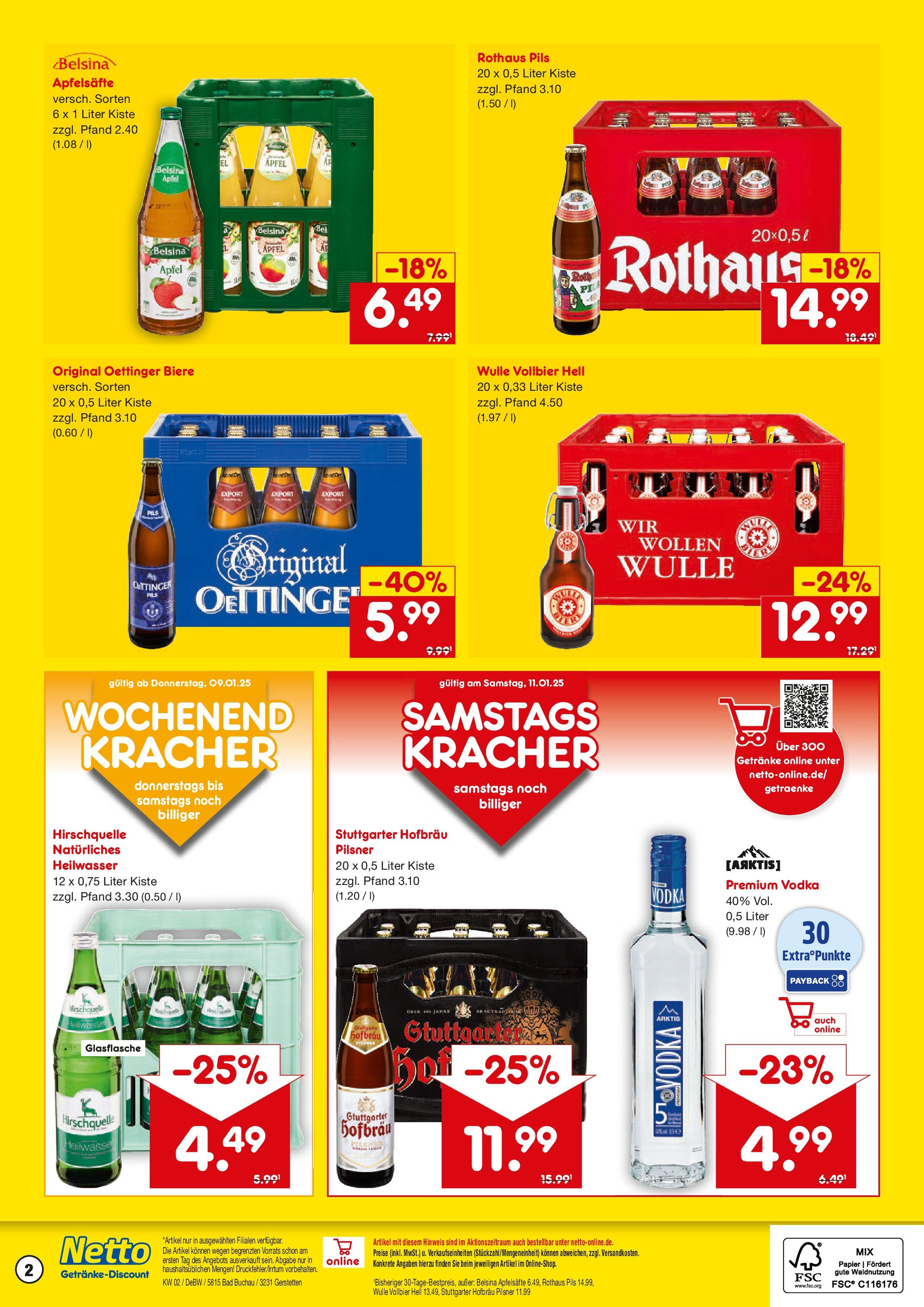 Netto Marken-Discount - Netto: Getränkeangebote (ab 06.01.2025) » Angebote | Seite: 2 | Produkte: Bad, Pils, Äpfel, Oettinger