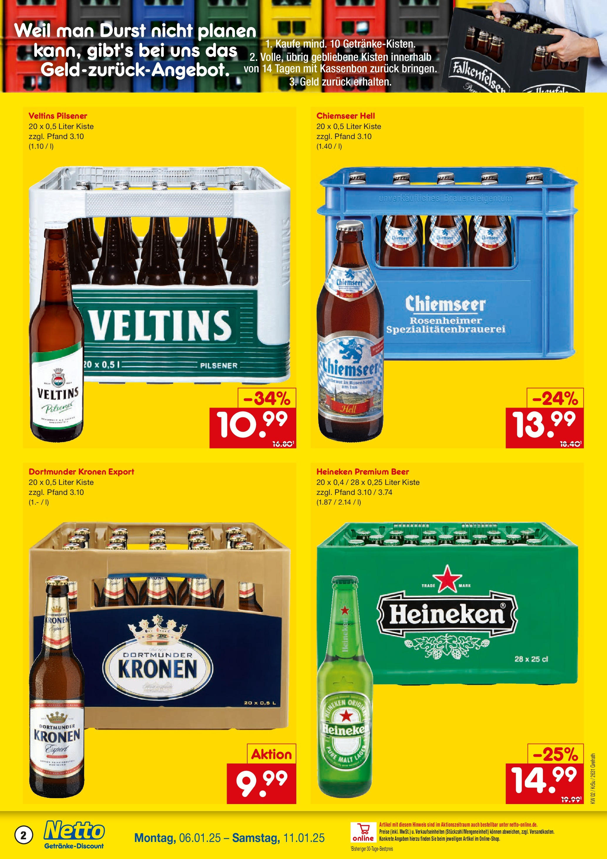 Netto Marken-Discount - Netto: Getränkeangebote (ab 06.01.2025) » Angebote | Seite: 2 | Produkte: Heineken, Veltins