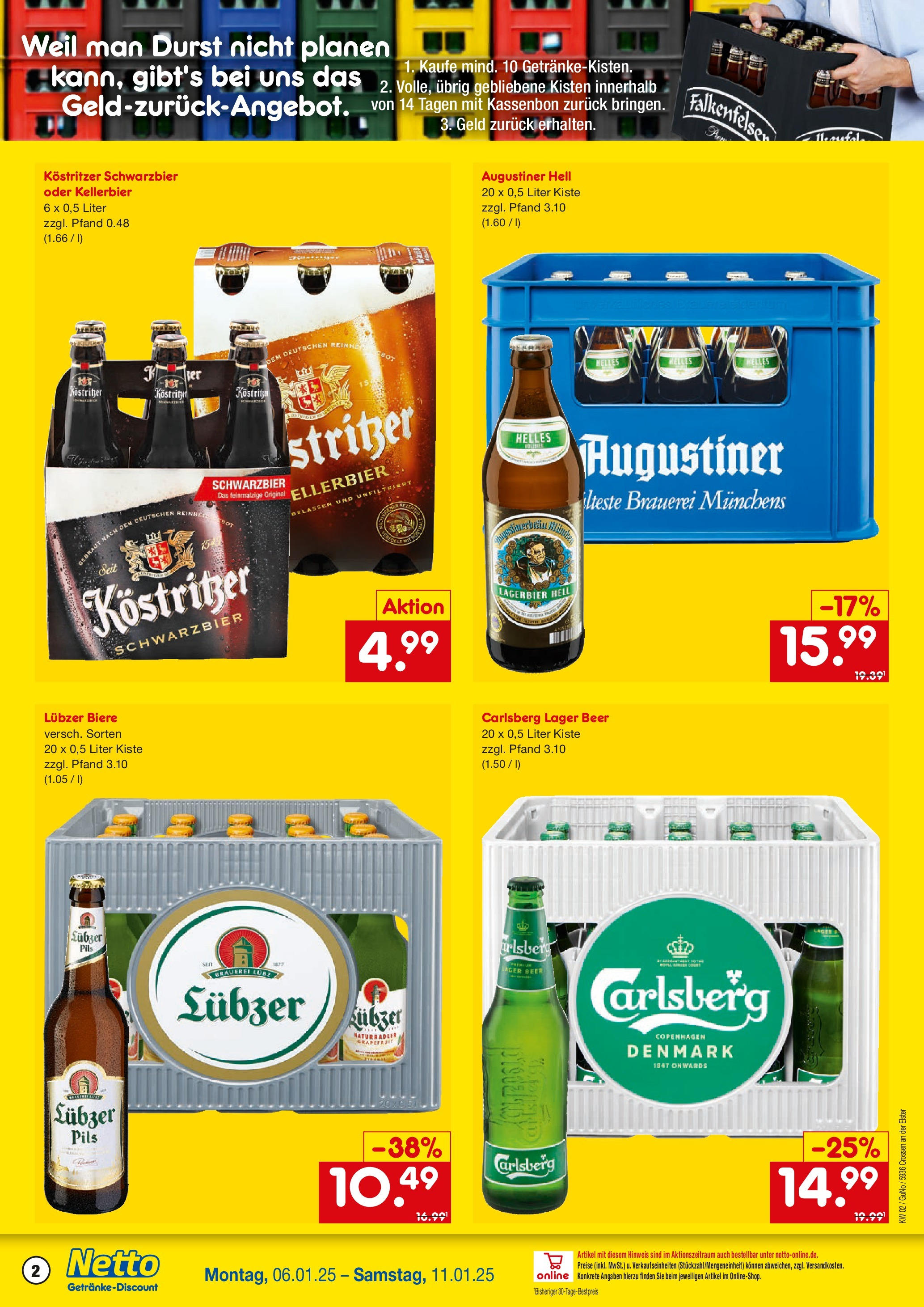 Netto Marken-Discount - Netto: Getränkeangebote (ab 06.01.2025) » Angebote | Seite: 2 | Produkte: Carlsberg, Kostritzer, Pils, Lubzer