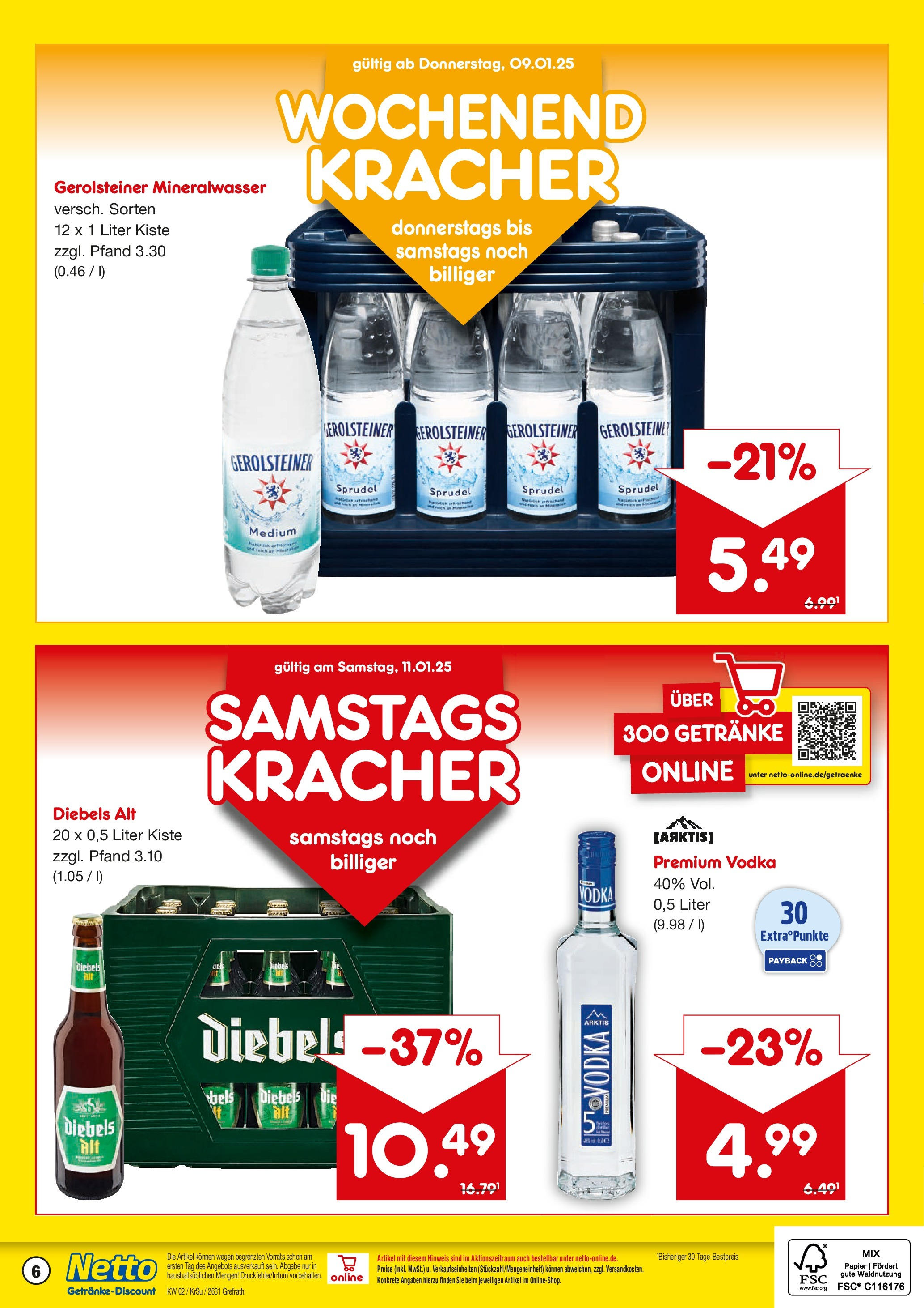 Netto Marken-Discount - Netto: Getränkeangebote (ab 06.01.2025) » Angebote | Seite: 6 | Produkte: Mineralwasser, Diebels, Vodka, Gerolsteiner