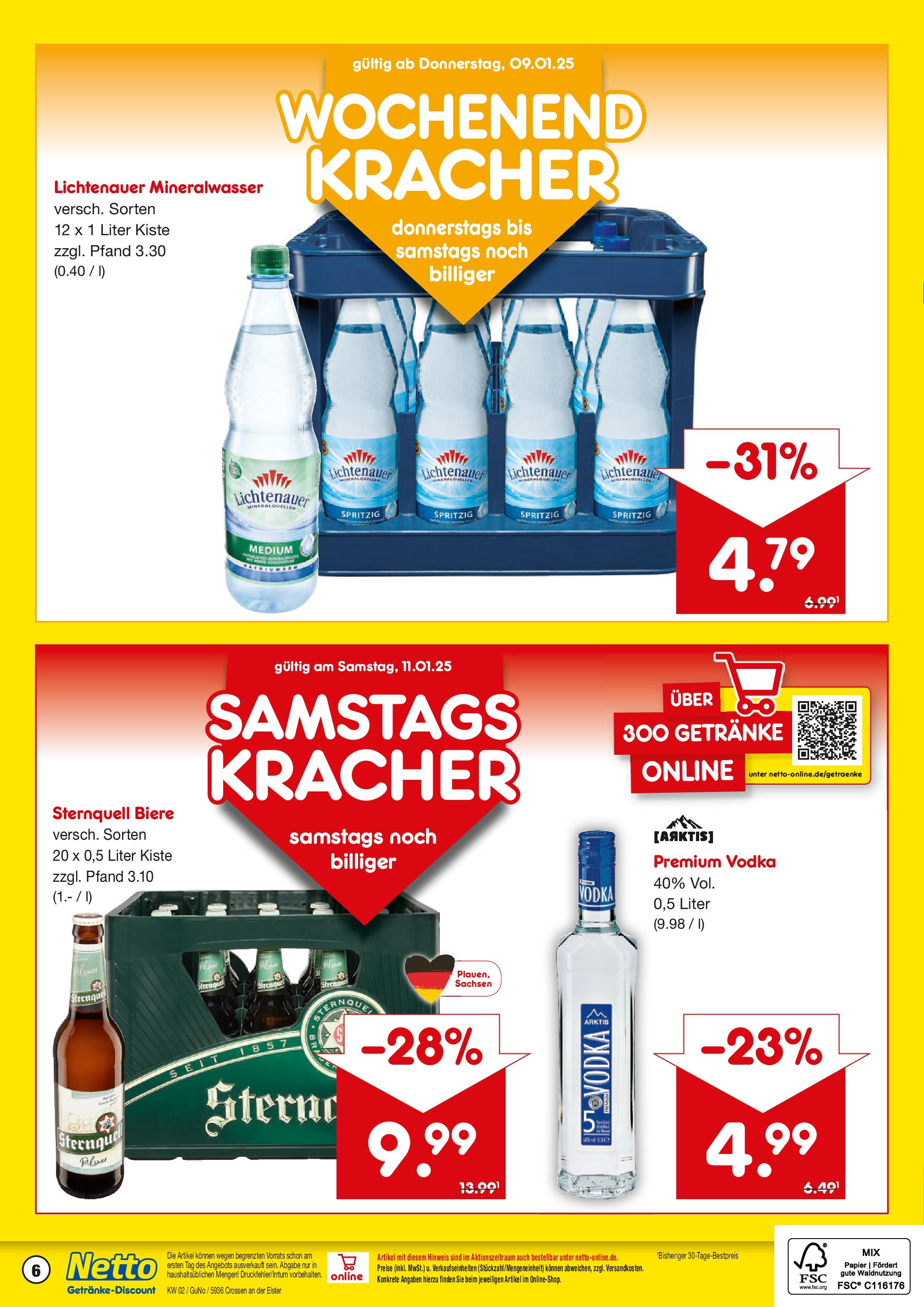 Netto Marken-Discount - Netto: Getränkeangebote (ab 06.01.2025) » Angebote | Seite: 6 | Produkte: Mineralwasser, Vodka