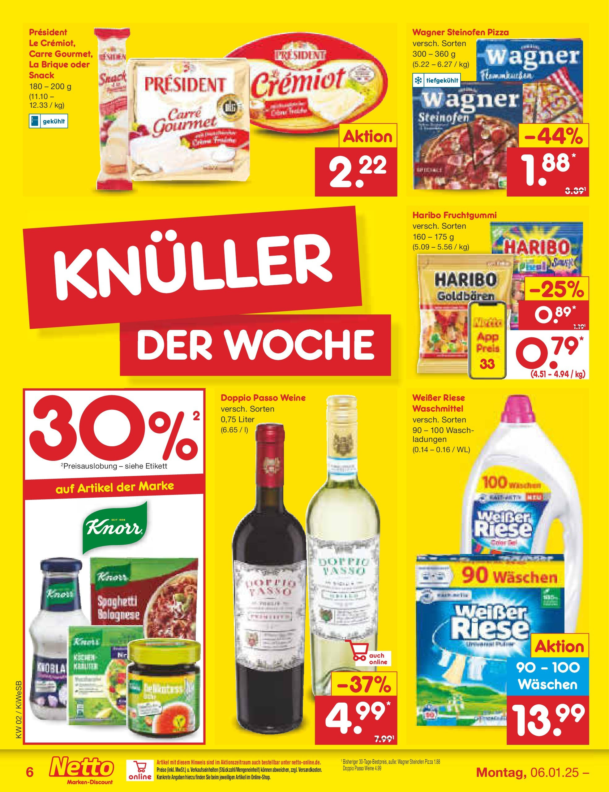 Netto Marken-Discount - Netto: Getränkeangebote (ab 06.01.2025) » Angebote | Seite: 6 | Produkte: Haribo, Waschmittel, Pizza, Kuchen