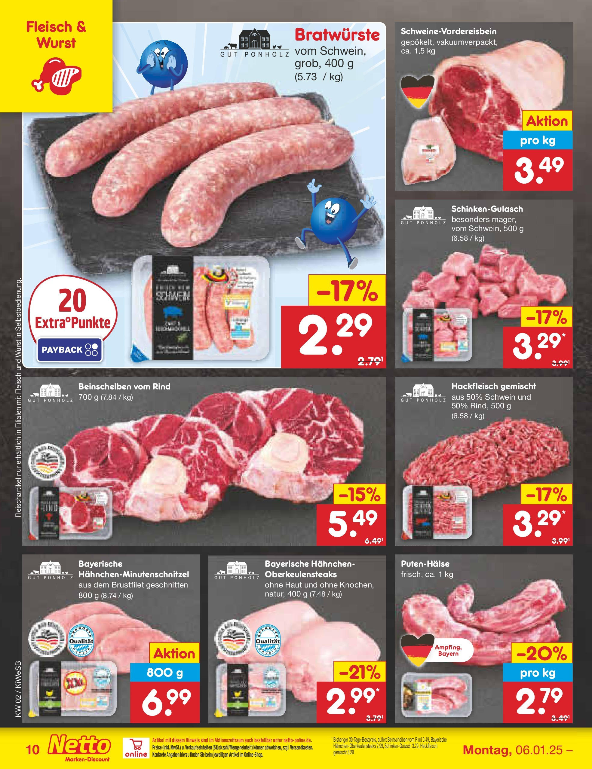 Netto Marken-Discount - Netto: Getränkeangebote (ab 06.01.2025) » Angebote | Seite: 10 | Produkte: Hahnchen, Wurst, Fleisch, Hackfleisch