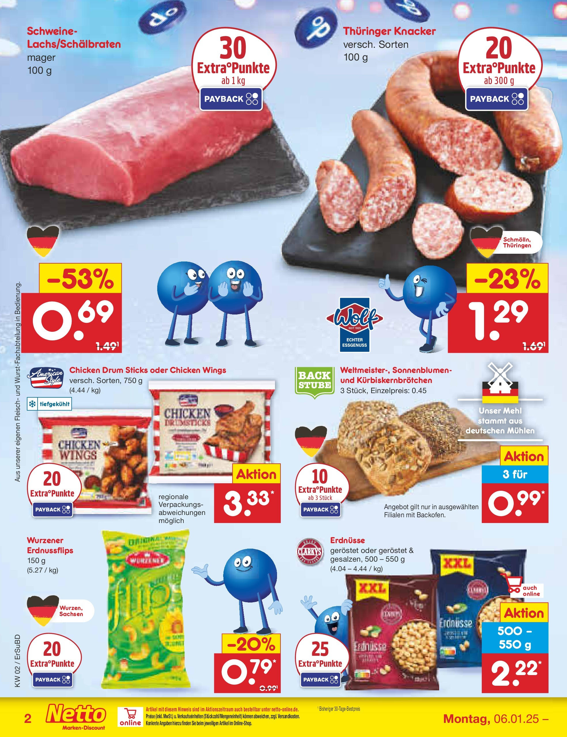 Netto Marken-Discount - Netto: Getränkeangebote (ab 06.01.2025) » Angebote | Seite: 2 | Produkte: Erdnüsse, Mehl, Fleisch