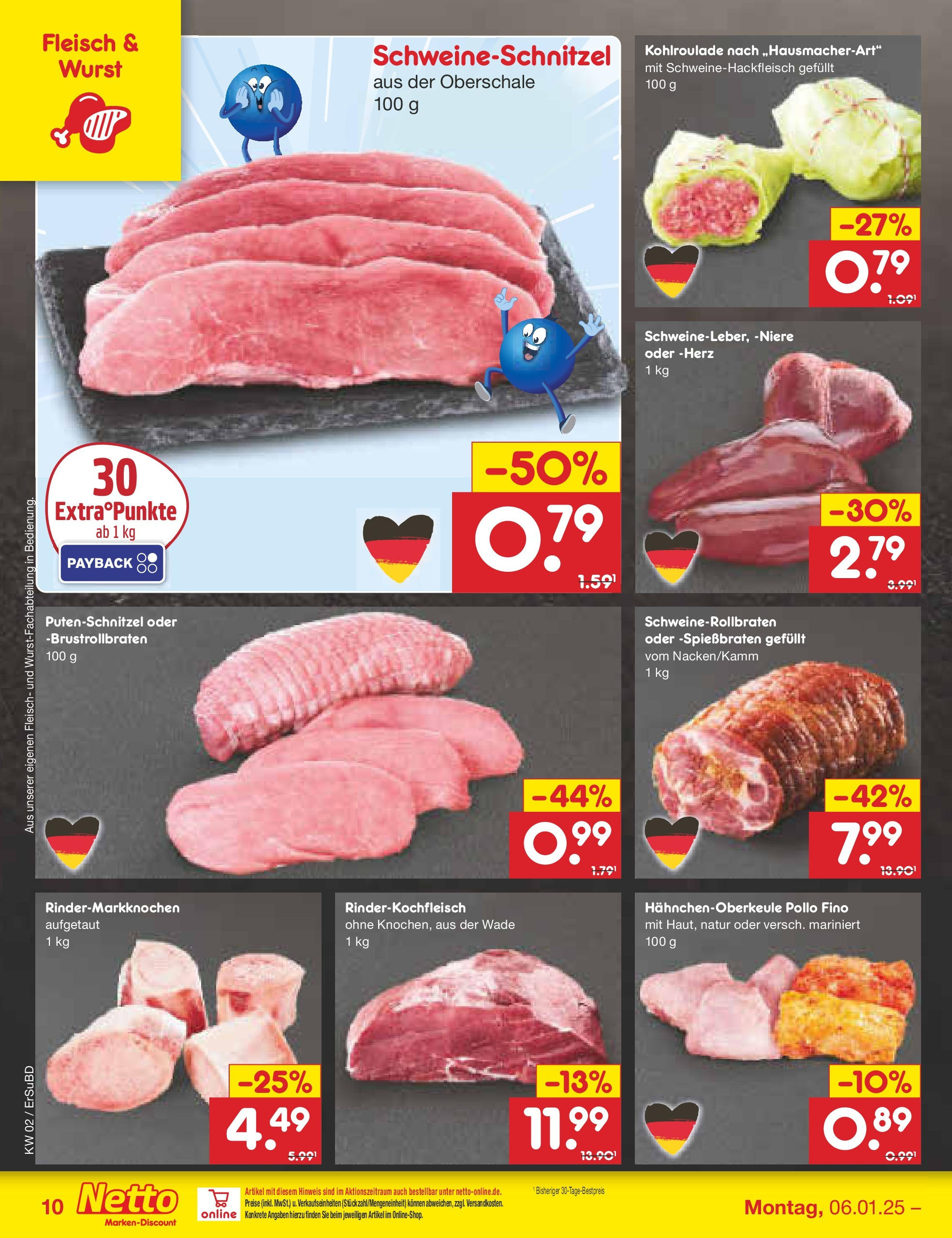 Netto Marken-Discount - Netto: Getränkeangebote (ab 06.01.2025) » Angebote | Seite: 10 | Produkte: Putenschnitzel, Wurst, Fleisch