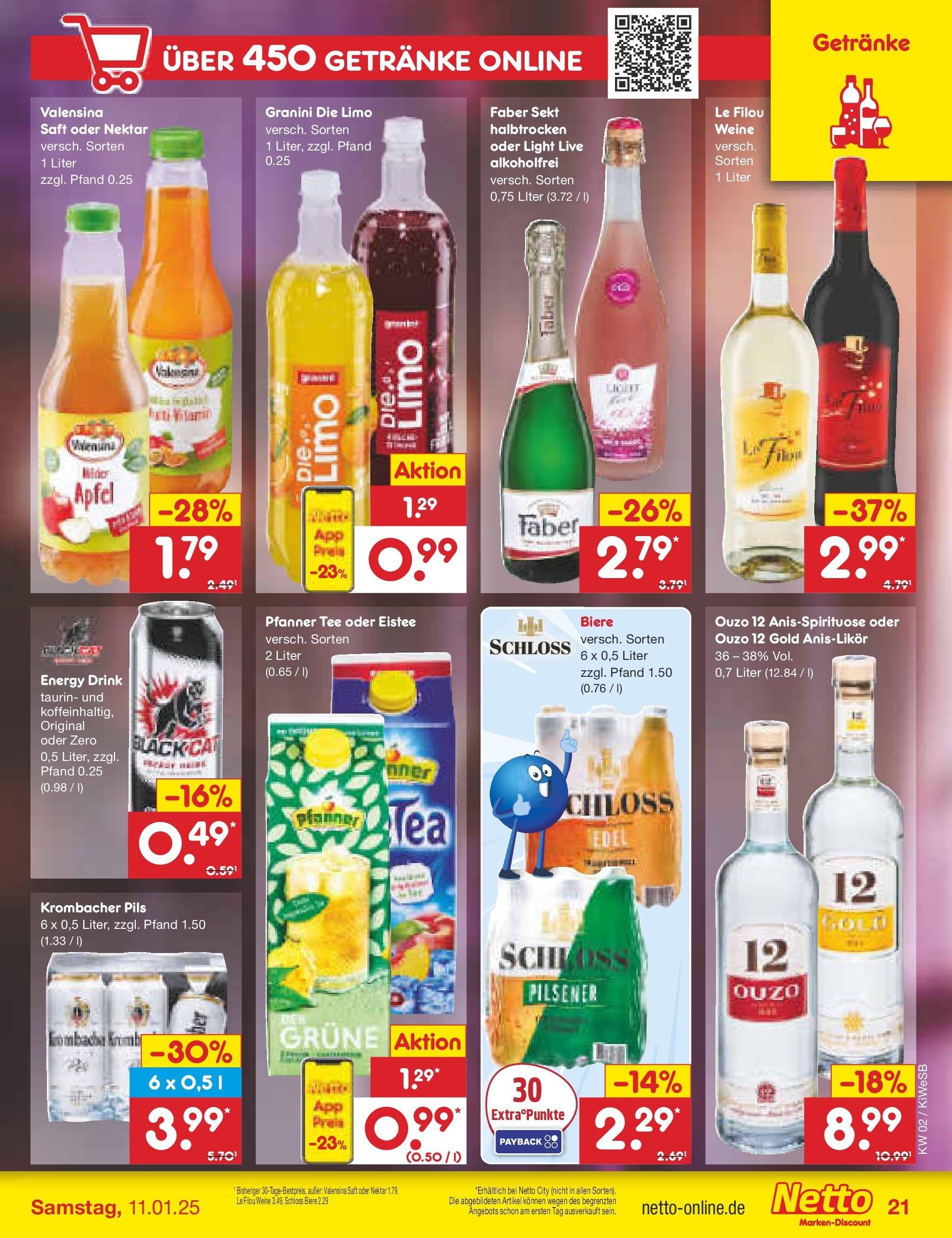 Netto Marken-Discount - Netto: Getränkeangebote (ab 06.01.2025) » Angebote | Seite: 29 | Produkte: Ouzo 12, Äpfel, Granini, Krombacher