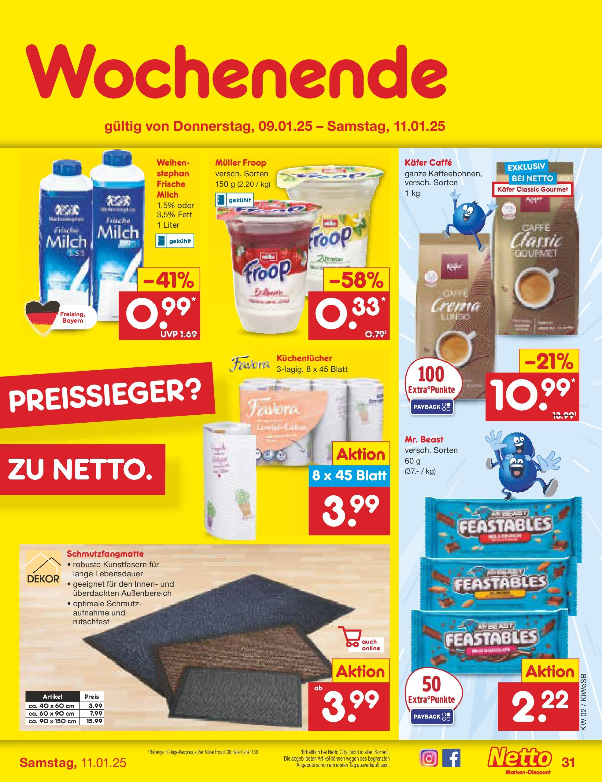 Netto Marken-Discount - Netto: Getränkeangebote (ab 06.01.2025) » Angebote | Seite: 45 | Produkte: Froop, Milch, Schmutzfangmatte