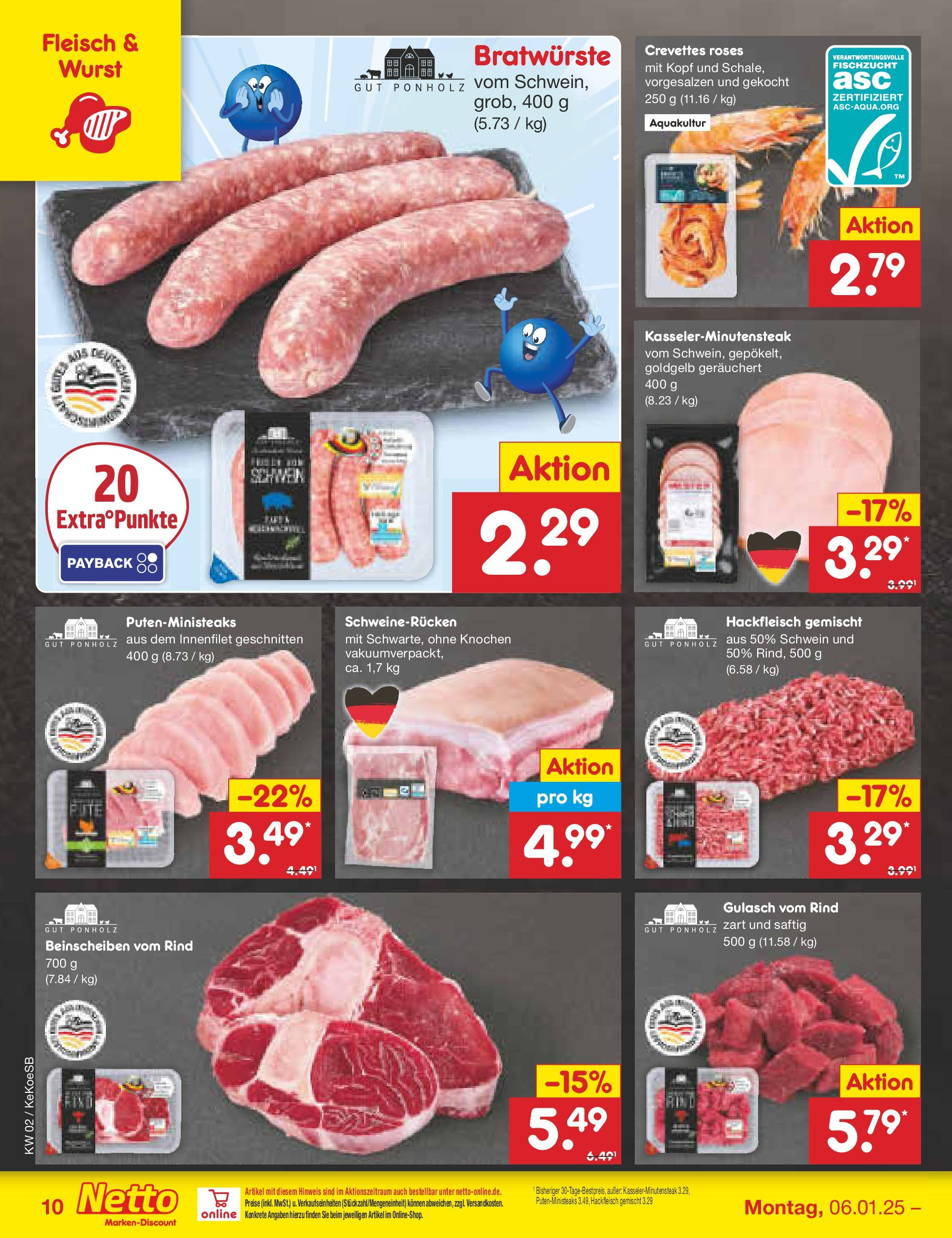 Netto Marken-Discount - Netto: Getränkeangebote (ab 06.01.2025) » Angebote | Seite: 10 | Produkte: Gulasch, Wurst, Fleisch, Hackfleisch