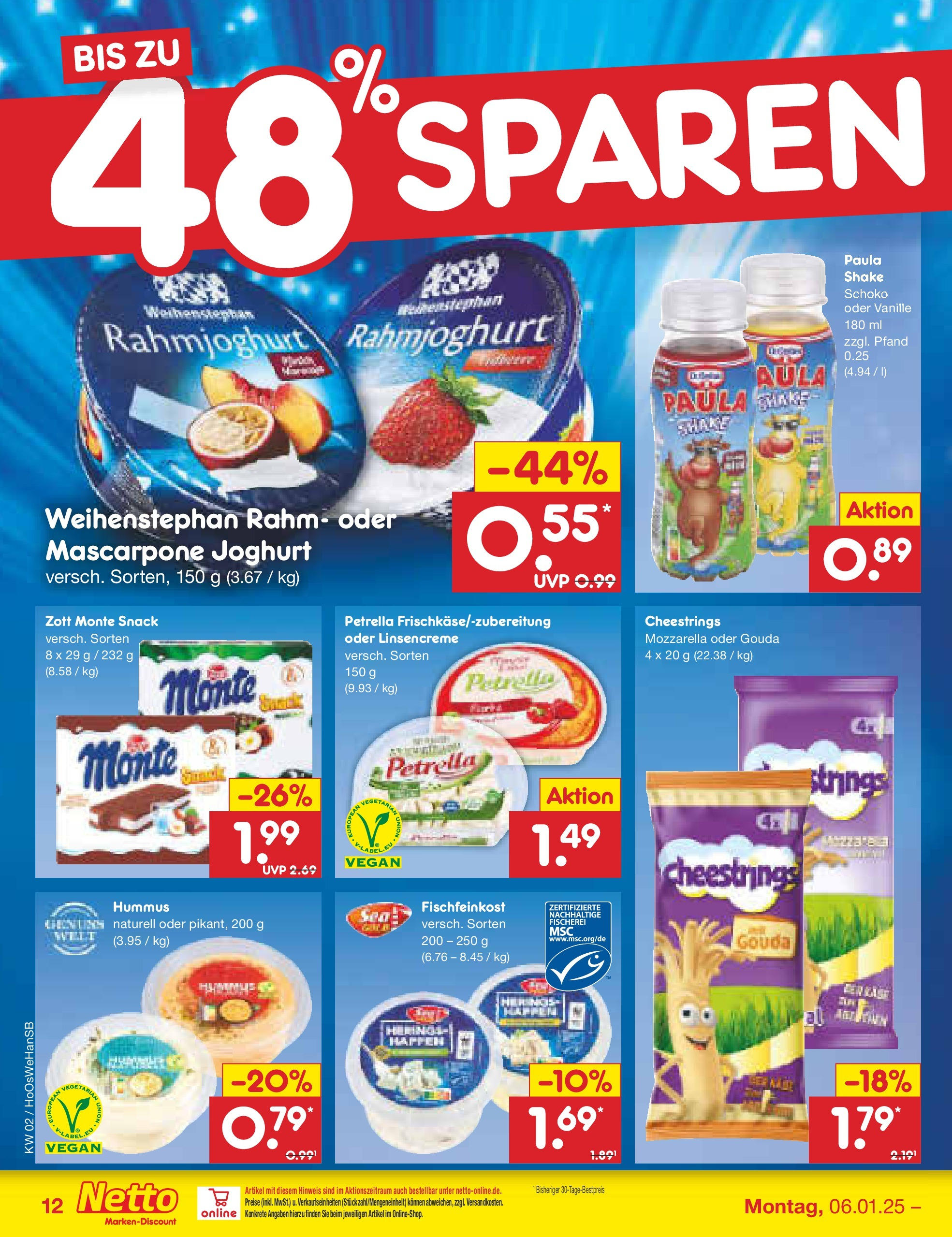 Netto Marken-Discount - Netto: Getränkeangebote (ab 06.01.2025) » Angebote | Seite: 12 | Produkte: String, Joghurt, Mozzarella, Gouda