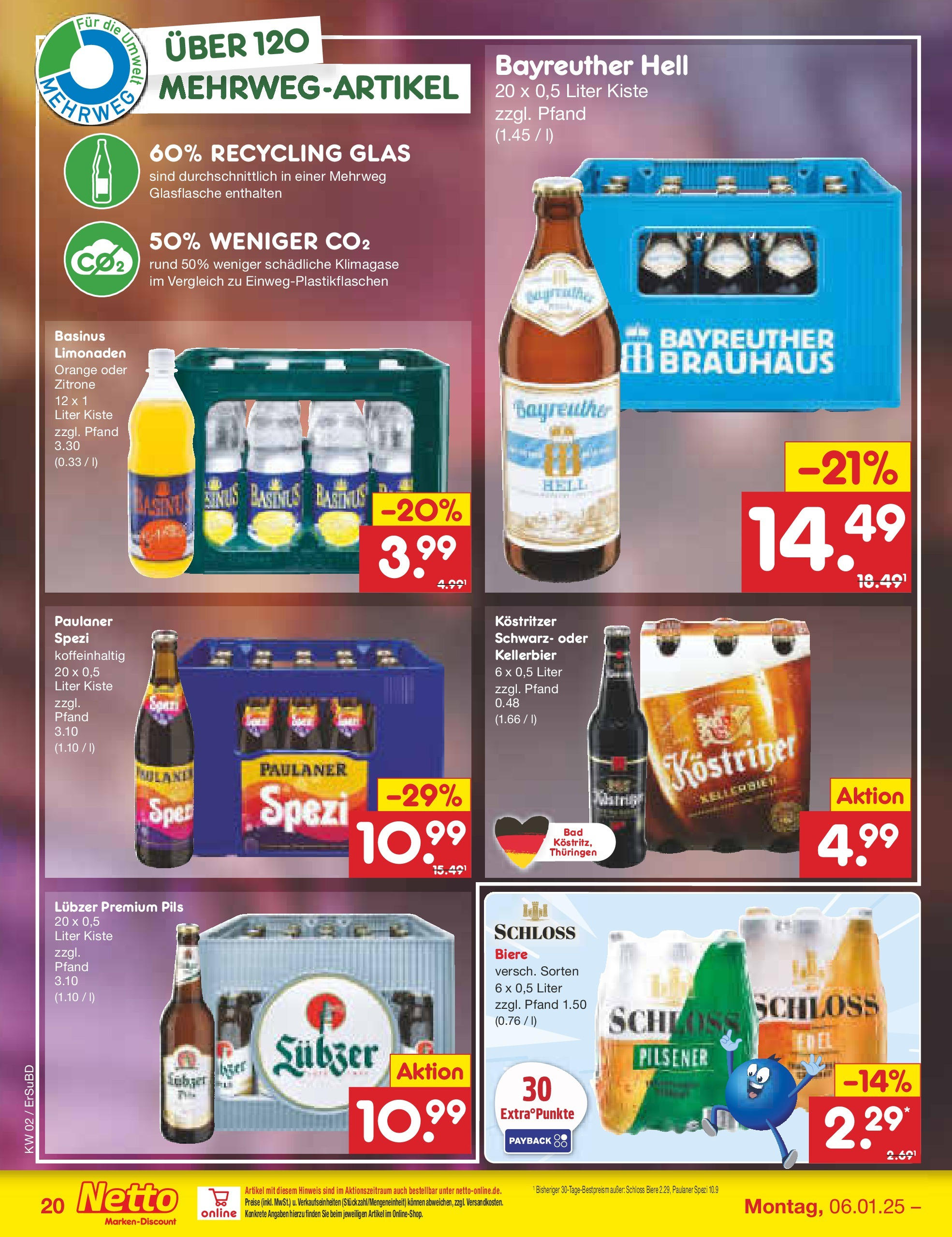 Netto Marken-Discount - Netto: Getränkeangebote (ab 06.01.2025) » Angebote | Seite: 28 | Produkte: Kostritzer, Paulaner spezi, Lubzer, Paulaner