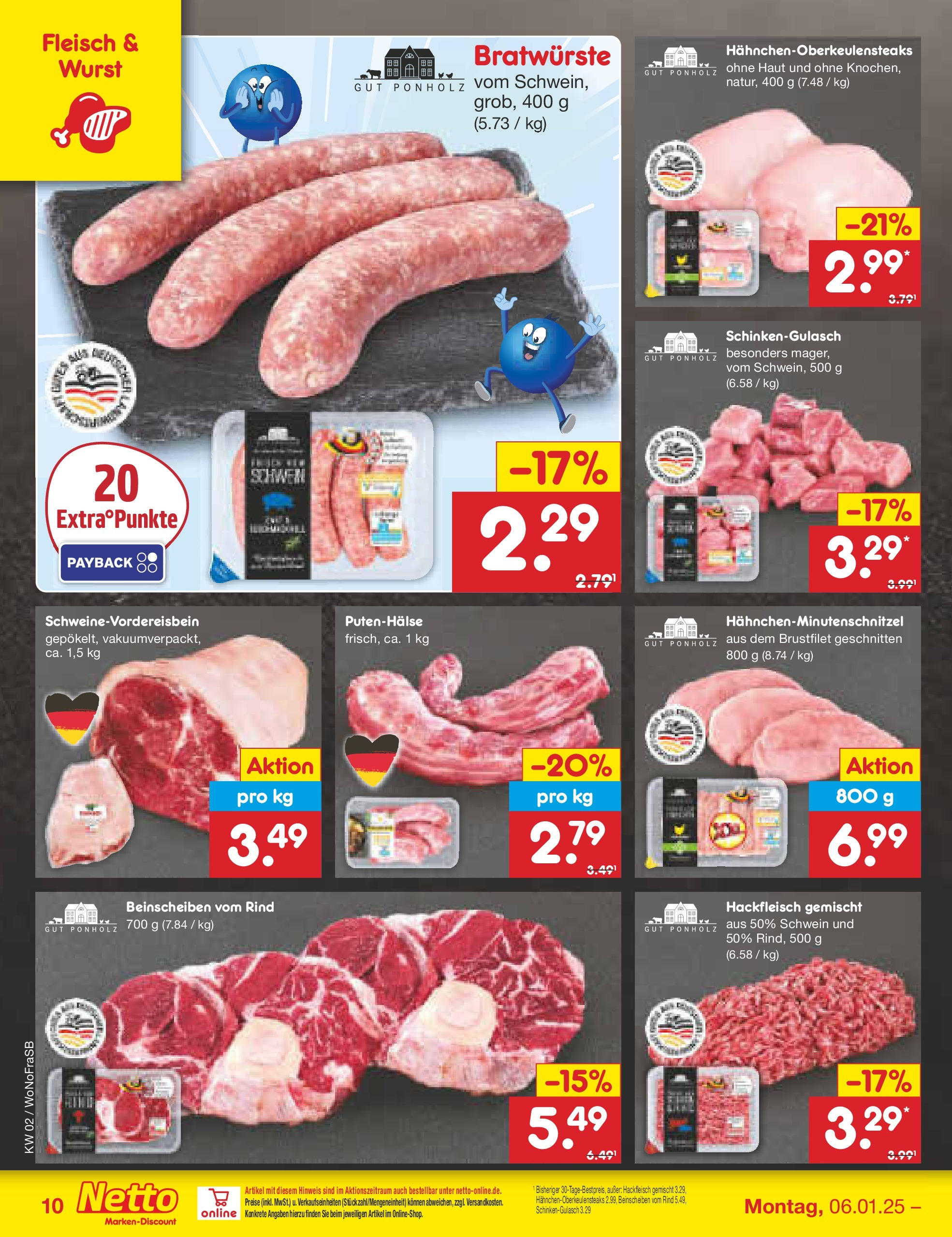 Netto Marken-Discount - Netto: Getränkeangebote (ab 06.01.2025) » Angebote | Seite: 10 | Produkte: Wurst, Fleisch, Hackfleisch