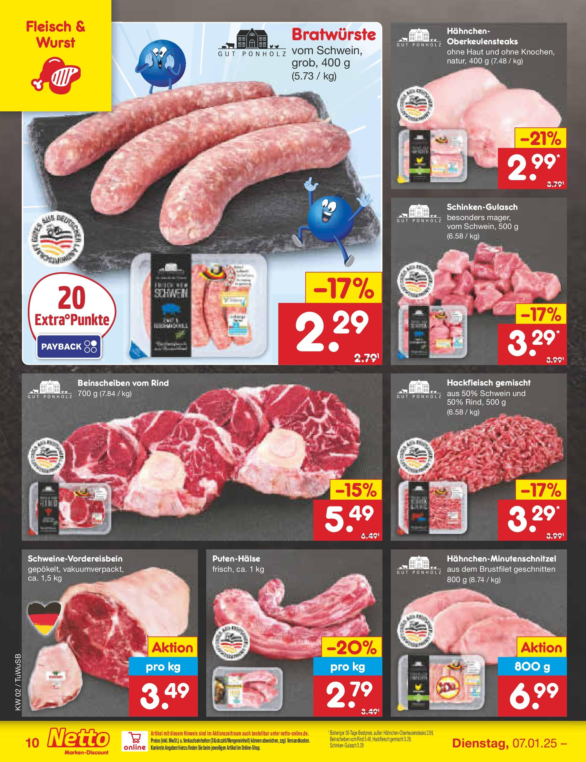 Netto Marken-Discount - Netto: Getränkeangebote (ab 06.01.2025) » Angebote | Seite: 10 | Produkte: Hahnchen, Wurst, Fleisch, Hackfleisch