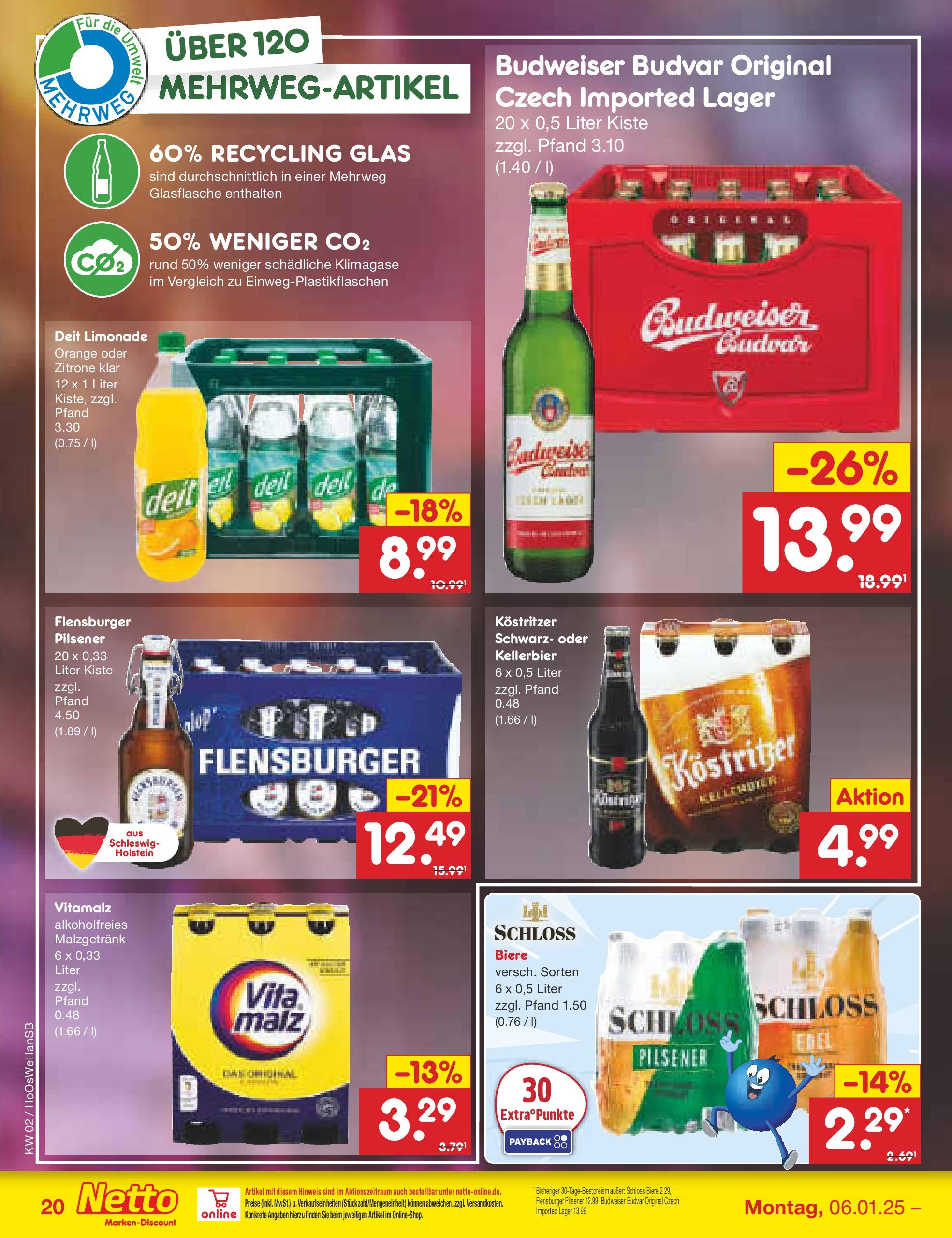 Netto Marken-Discount - Netto: Getränkeangebote (ab 06.01.2025) » Angebote | Seite: 28 | Produkte: Kostritzer, Limonade, Flensburger, Zitrone