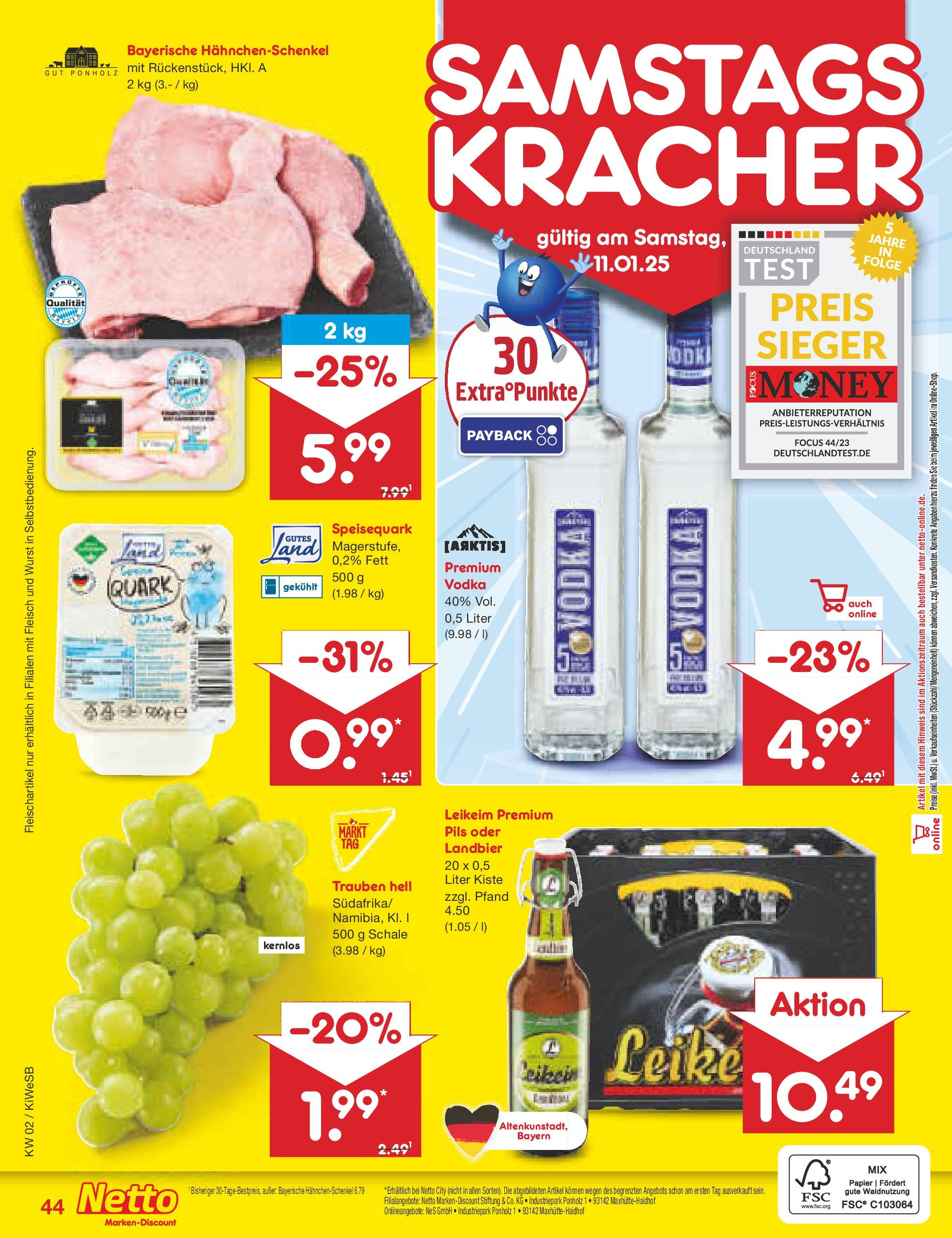 Netto Marken-Discount - Netto: Getränkeangebote (ab 06.01.2025) » Angebote | Seite: 60 | Produkte: Trauben, Pils, Vodka, Fleisch