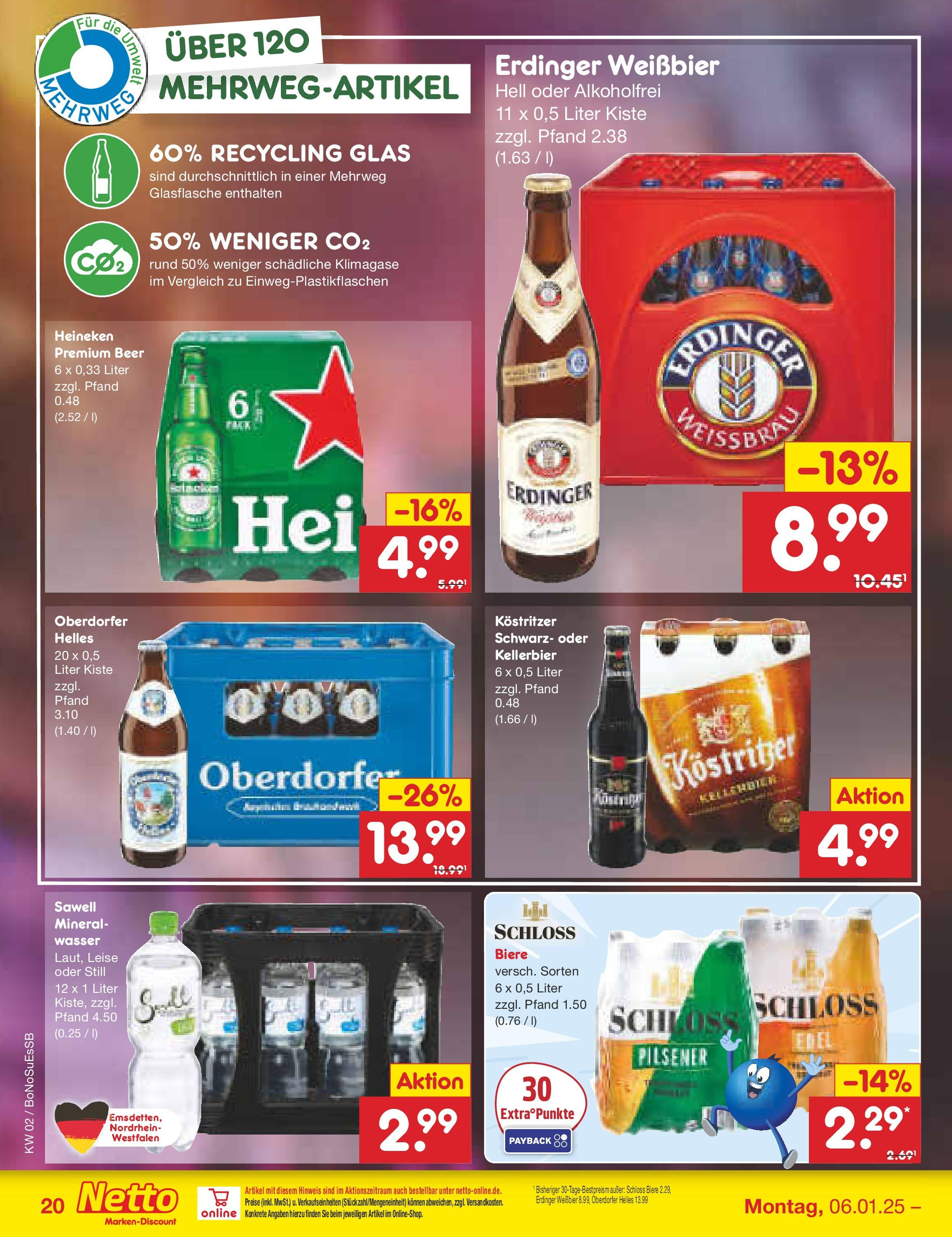 Netto Marken-Discount - Netto: Getränkeangebote (ab 06.01.2025) » Angebote | Seite: 28 | Produkte: Erdinger, Kostritzer, Weißbier, Heineken