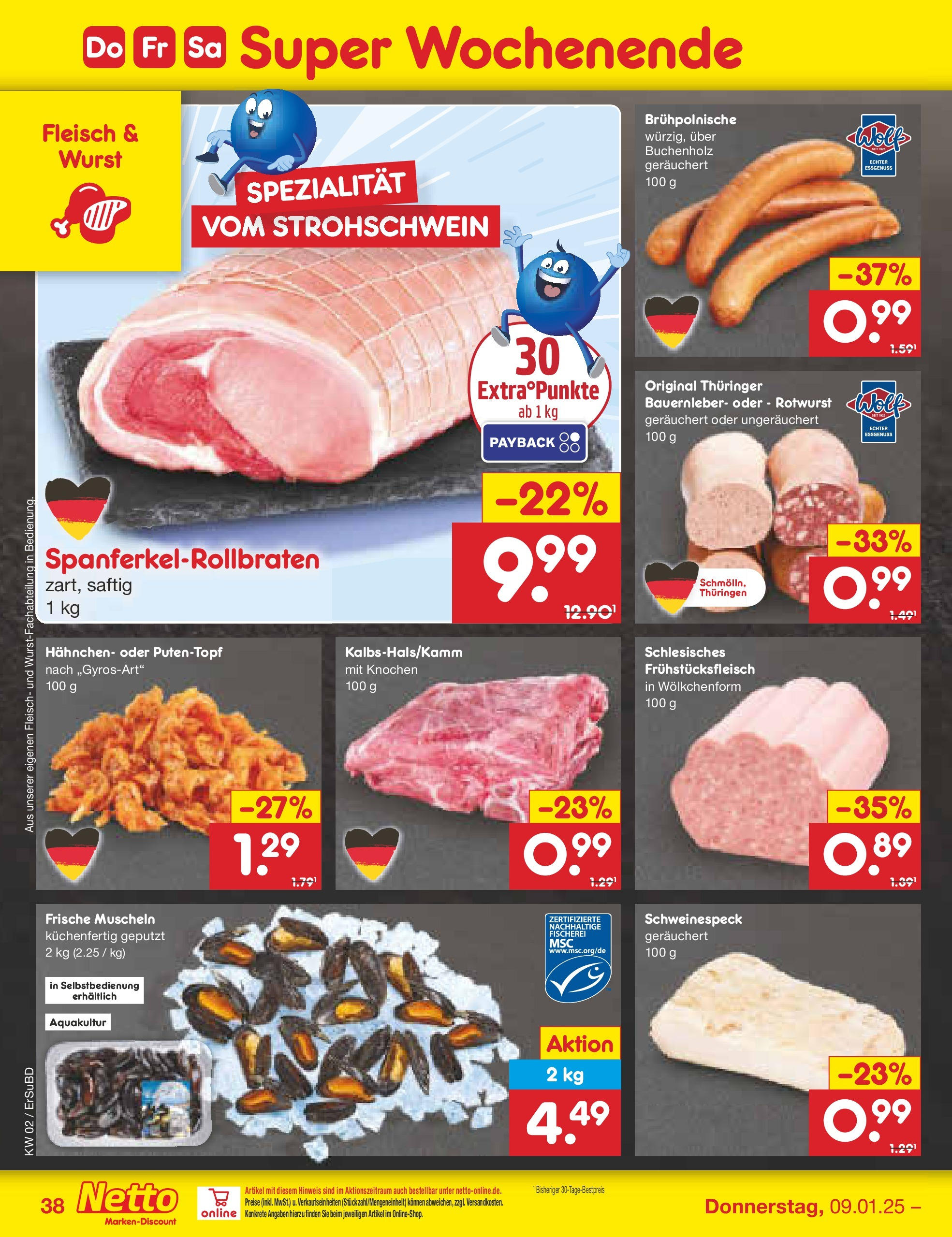 Netto Marken-Discount - Netto: Getränkeangebote (ab 06.01.2025) » Angebote | Seite: 54 | Produkte: Hahnchen, Wurst, Fleisch