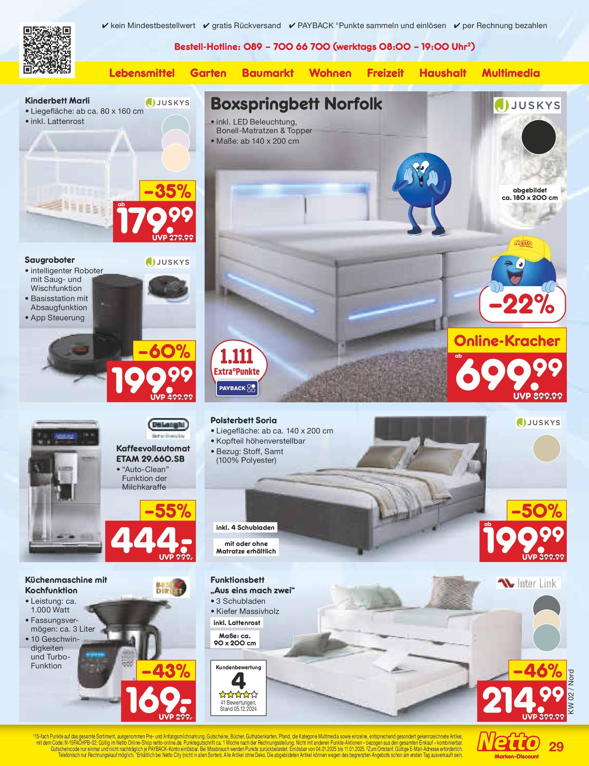 Netto Marken-Discount - Netto: Getränkeangebote (ab 06.01.2025) » Angebote | Seite: 41 | Produkte: Matratze, Boxspringbett, Topper, Kaffeevollautomat