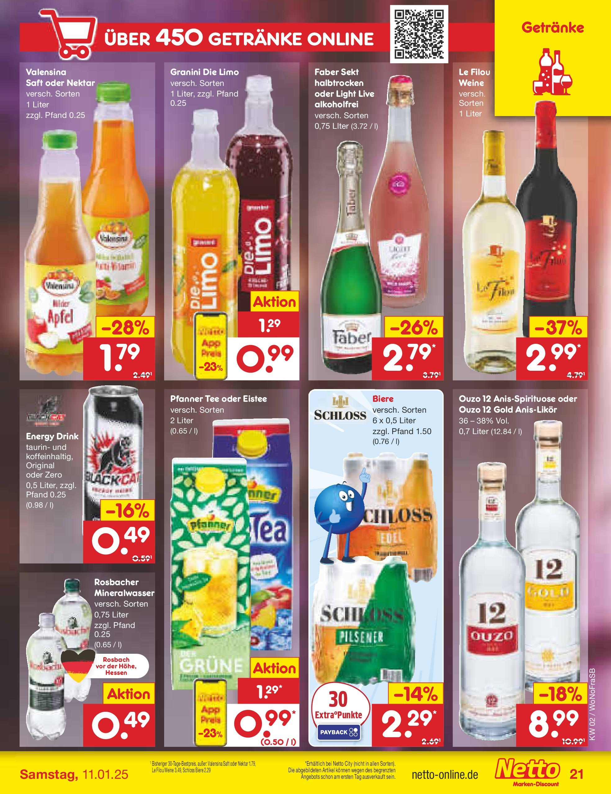 Netto Marken-Discount - Netto: Getränkeangebote (ab 06.01.2025) » Angebote | Seite: 29 | Produkte: Ouzo 12, Le filou, Äpfel, Saft