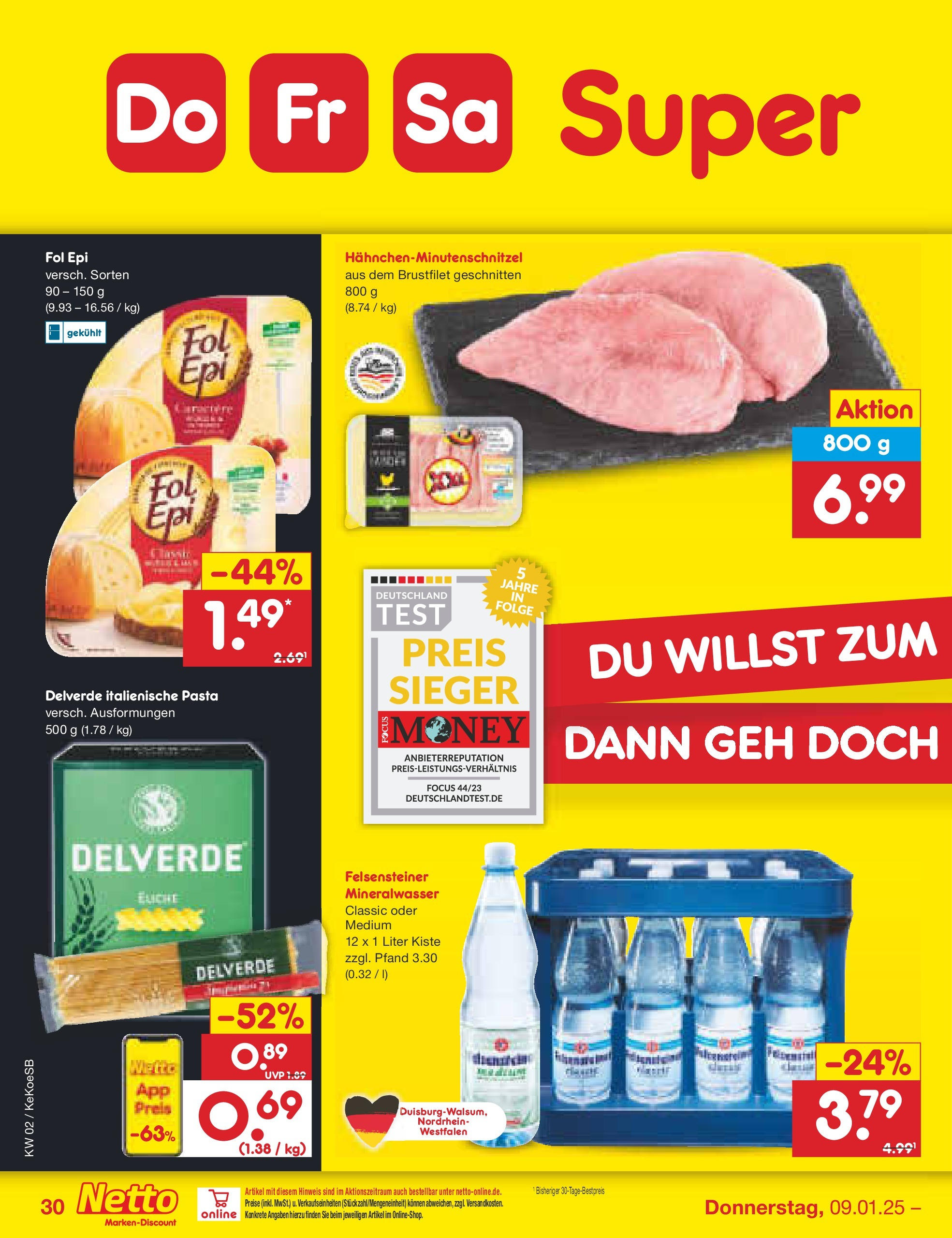 Netto Marken-Discount - Netto: Getränkeangebote (ab 06.01.2025) » Angebote | Seite: 44 | Produkte: Mineralwasser, Pasta