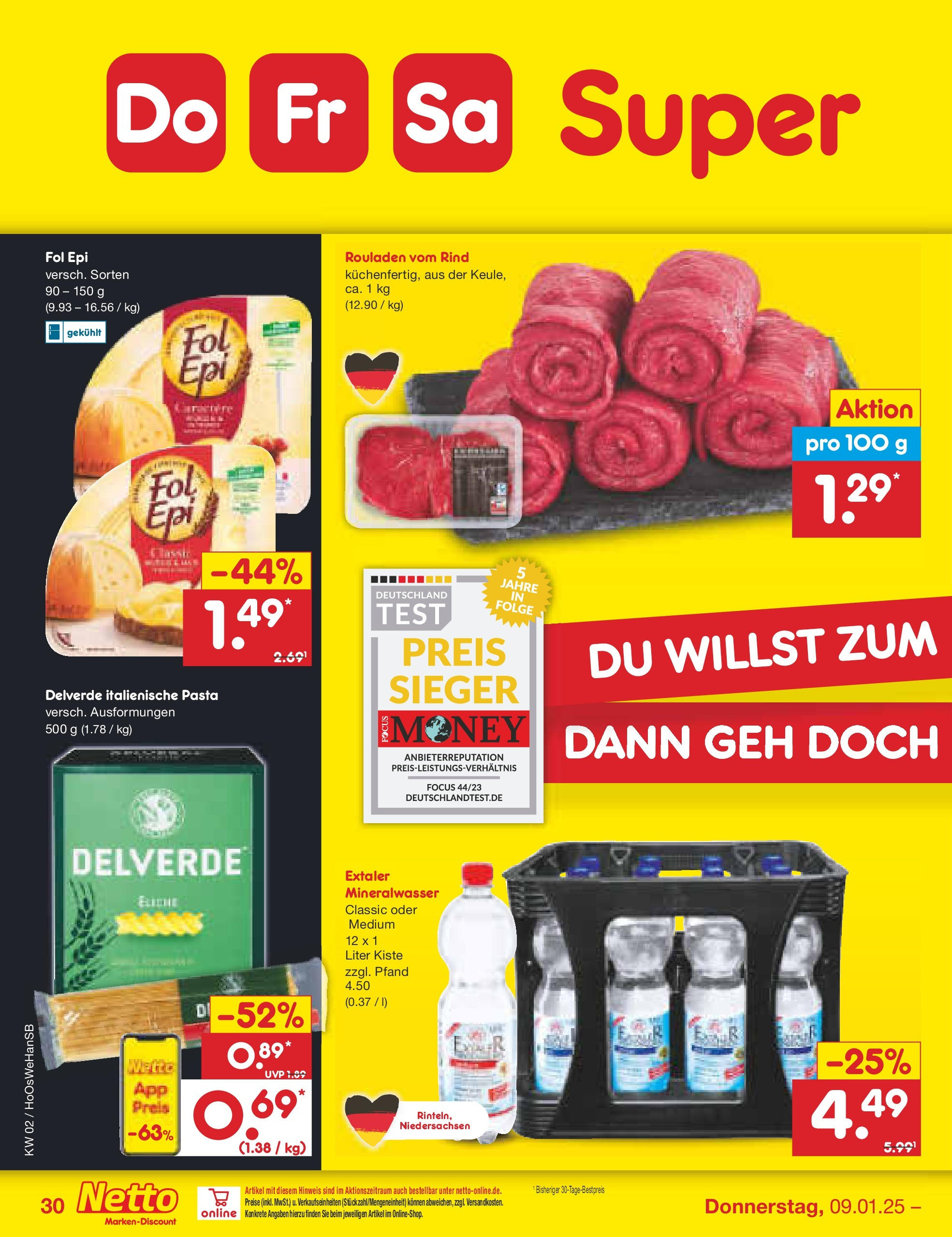 Netto Marken-Discount - Netto: Getränkeangebote (ab 06.01.2025) » Angebote | Seite: 44 | Produkte: Mineralwasser, Pasta