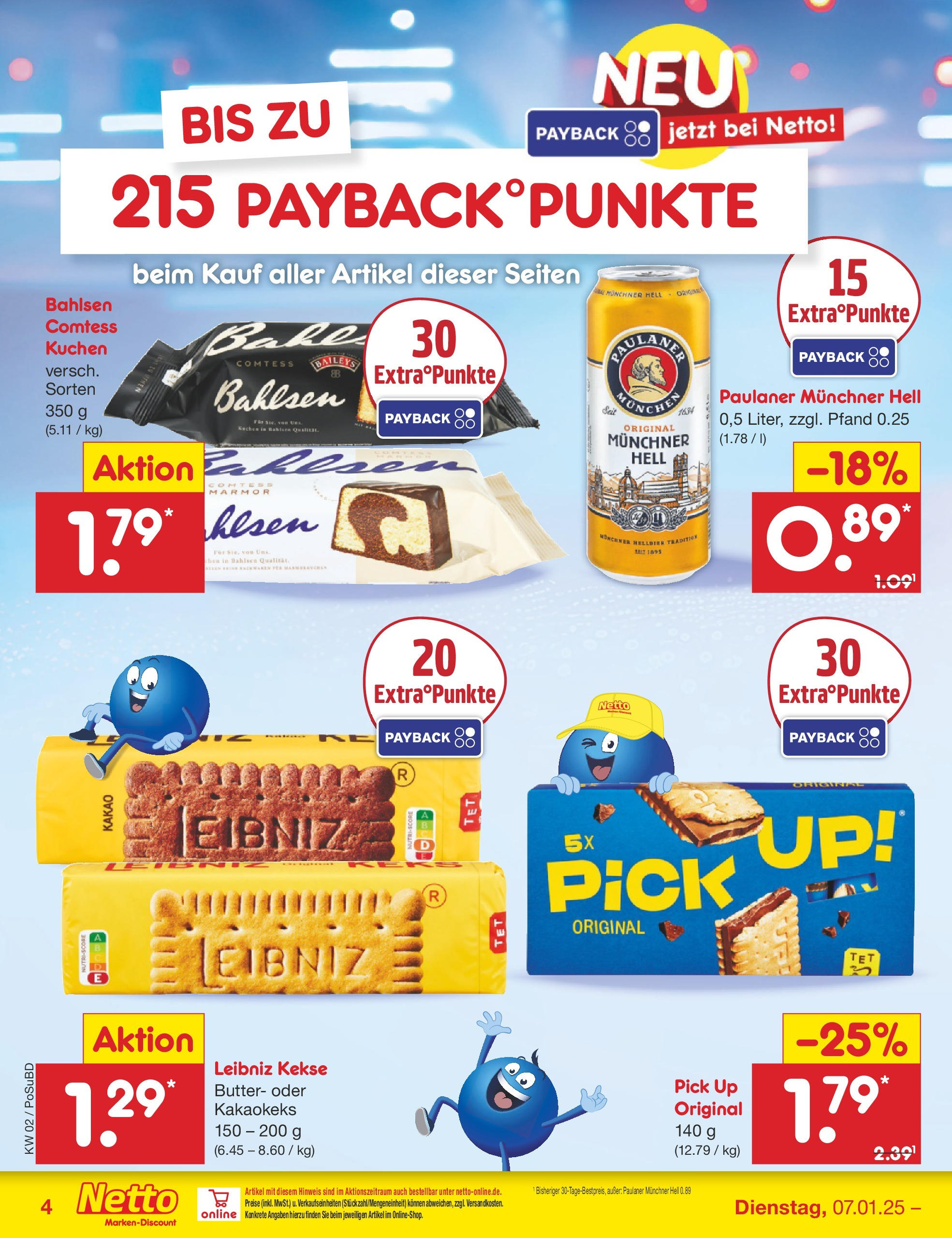 Netto Marken-Discount - Netto: Getränkeangebote (ab 06.01.2025) » Angebote | Seite: 4 | Produkte: Butter, Baileys, Kuchen, Paulaner