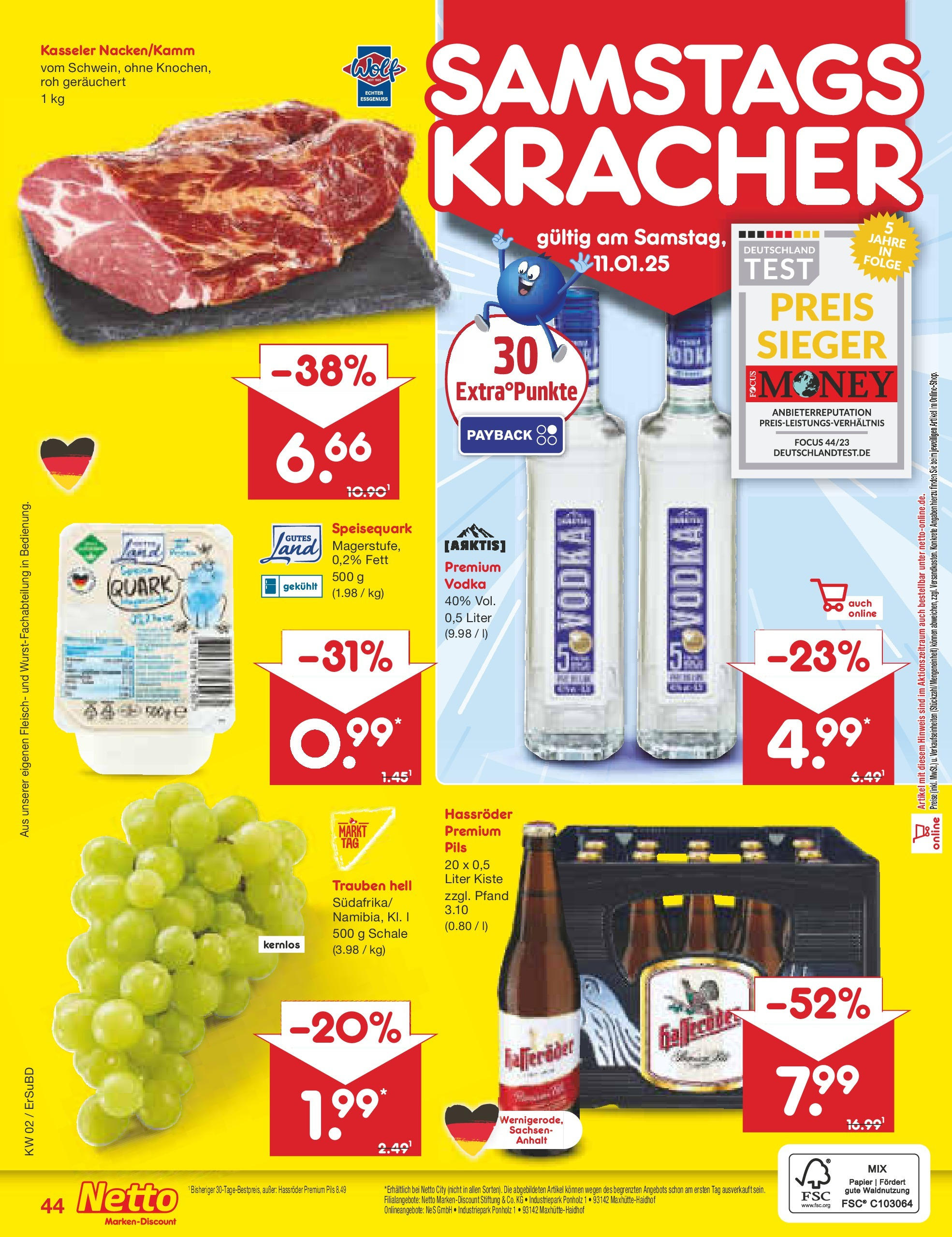 Netto Marken-Discount - Netto: Getränkeangebote (ab 06.01.2025) » Angebote | Seite: 60 | Produkte: Quark, Trauben, Fleisch, Speisequark