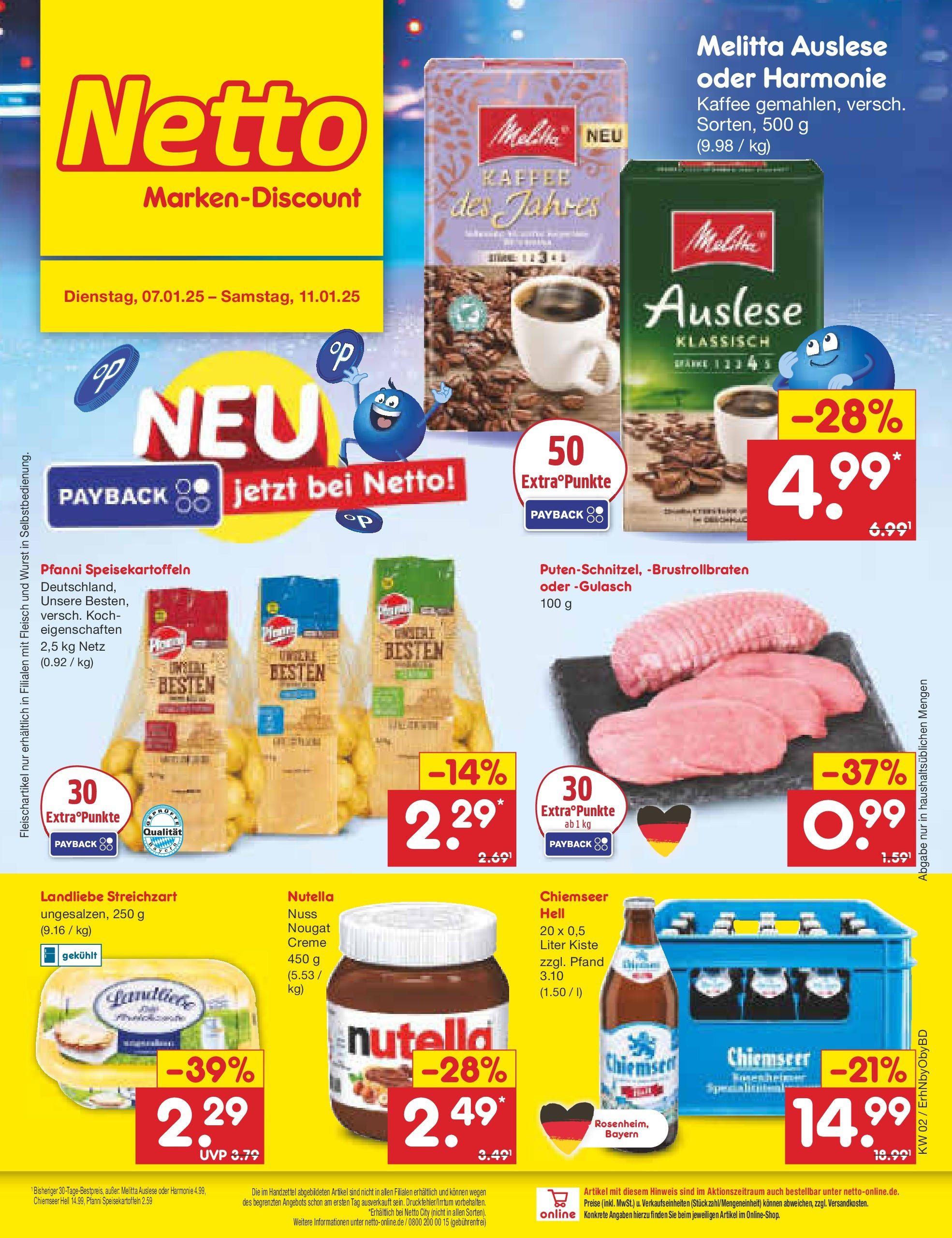 Netto Marken-Discount - Netto: Getränkeangebote (ab 06.01.2025) » Angebote | Seite: 1 | Produkte: Kaffee, Gulasch, Wurst, Fleisch