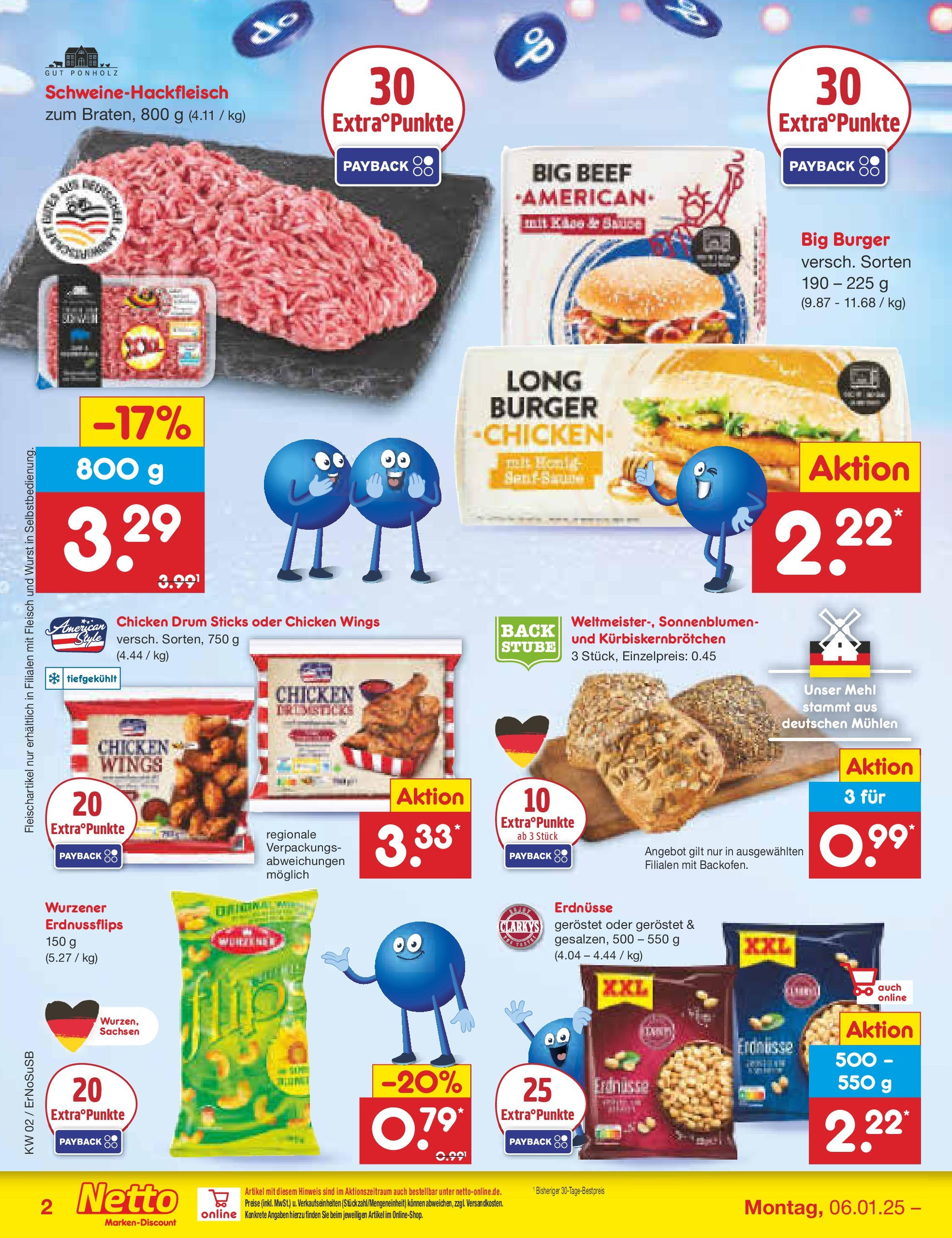 Netto Marken-Discount - Netto: Getränkeangebote (ab 06.01.2025) » Angebote | Seite: 2 | Produkte: Erdnüsse, Mehl, Wurst, Fleisch