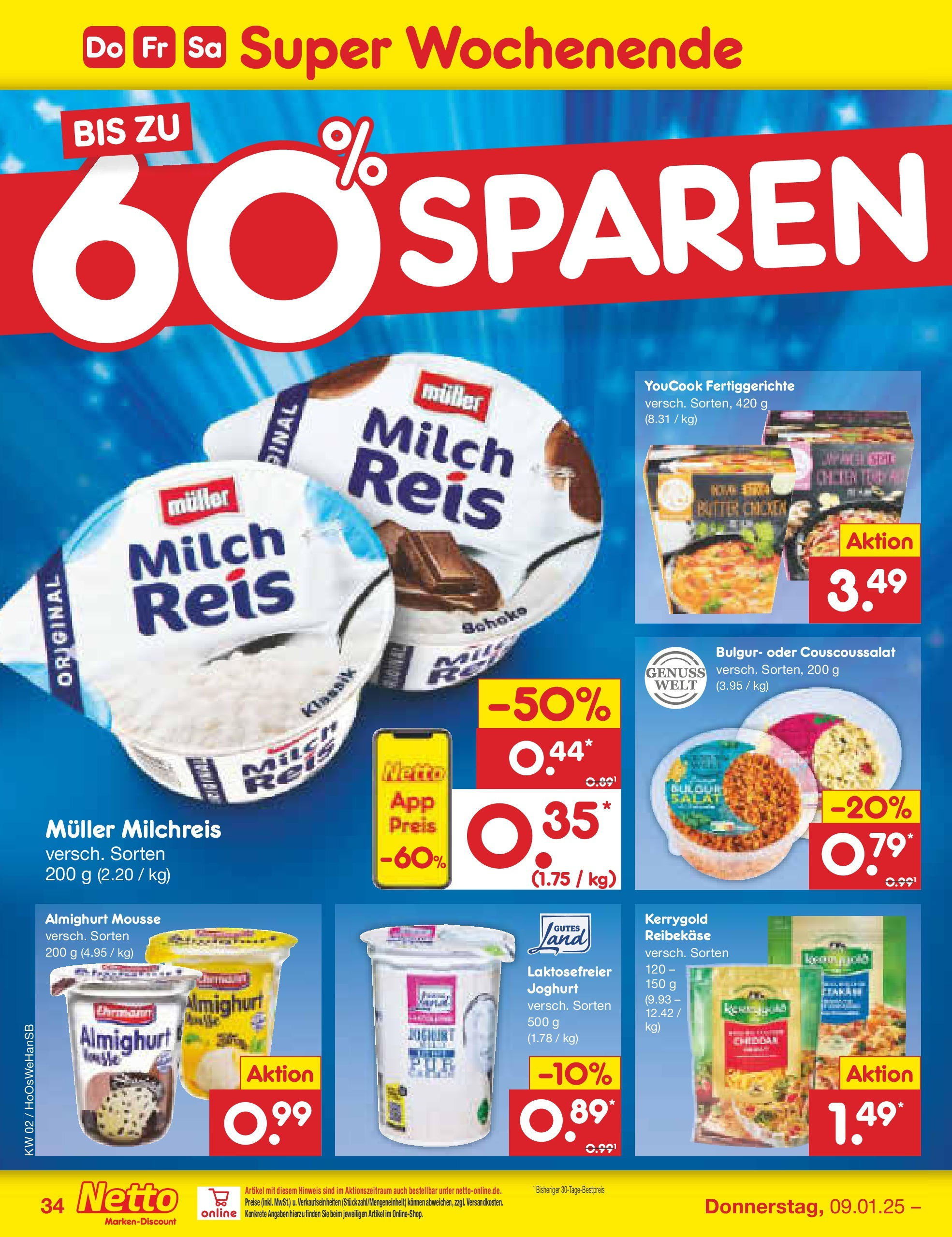 Netto Marken-Discount - Netto: Getränkeangebote (ab 06.01.2025) » Angebote | Seite: 48 | Produkte: Youcook, Joghurt, Fertiggerichte, Reibekase