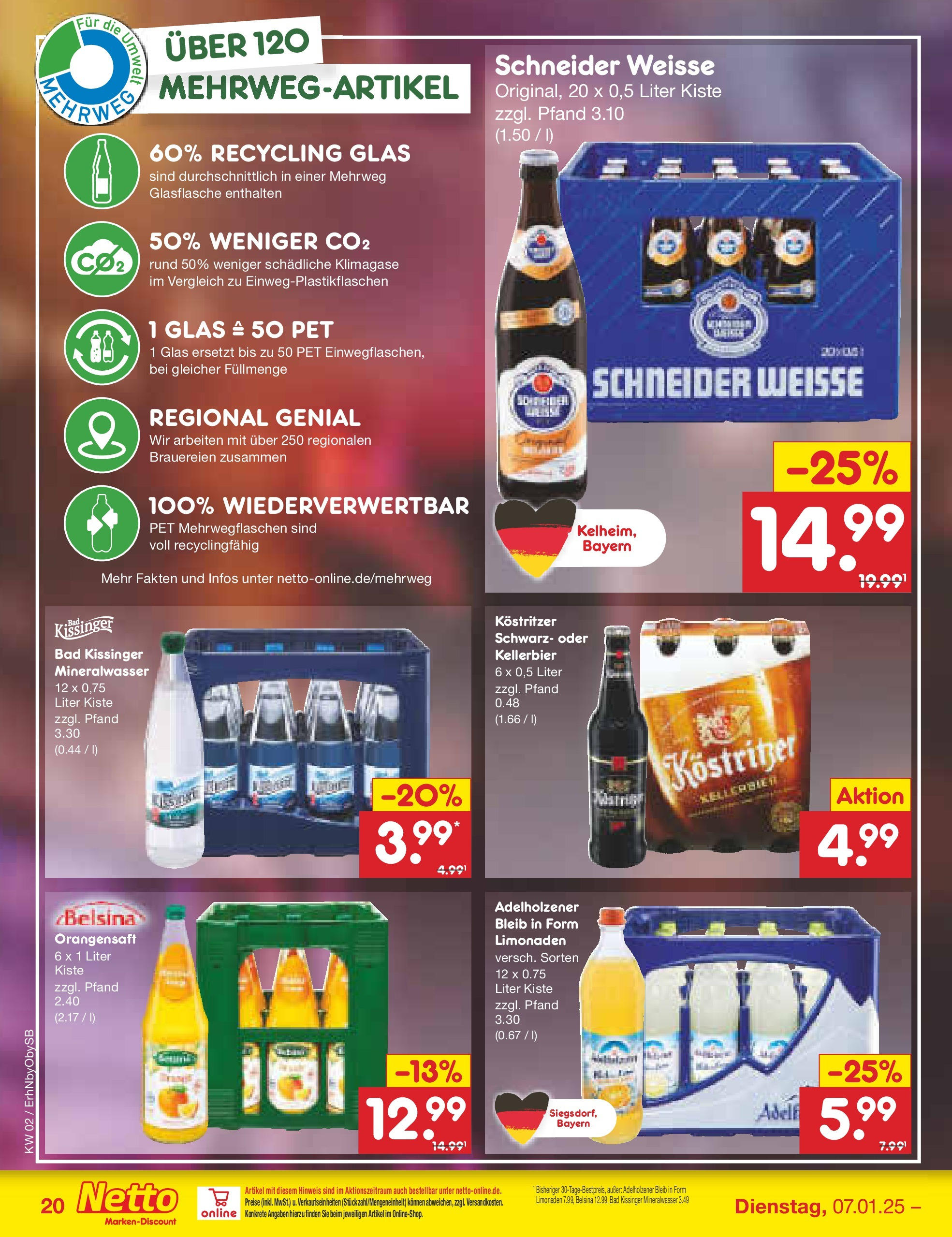 Netto Marken-Discount - Netto: Getränkeangebote (ab 06.01.2025) » Angebote | Seite: 28 | Produkte: Kostritzer, Bad, Orangensaft, Mineralwasser